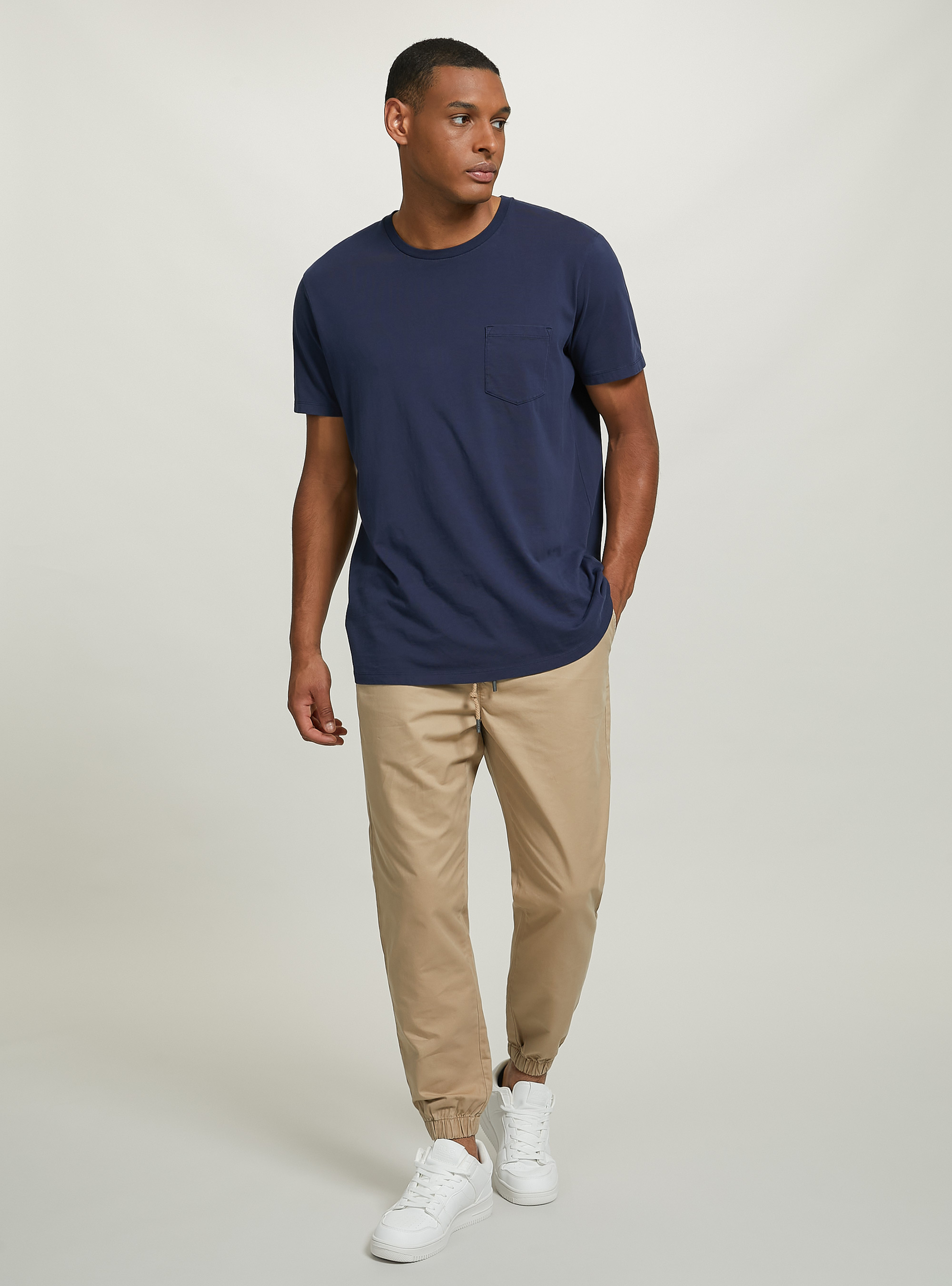 Twill chinos with elasticated waistband, TB3 TOBACCO LIGHT