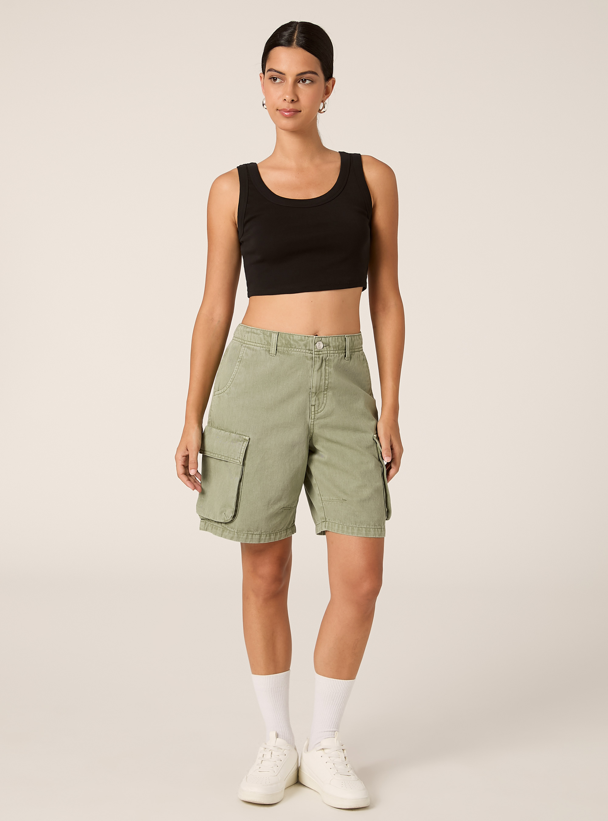 Twill cargo bermuda shorts, KY2 KAKY MEDIUM