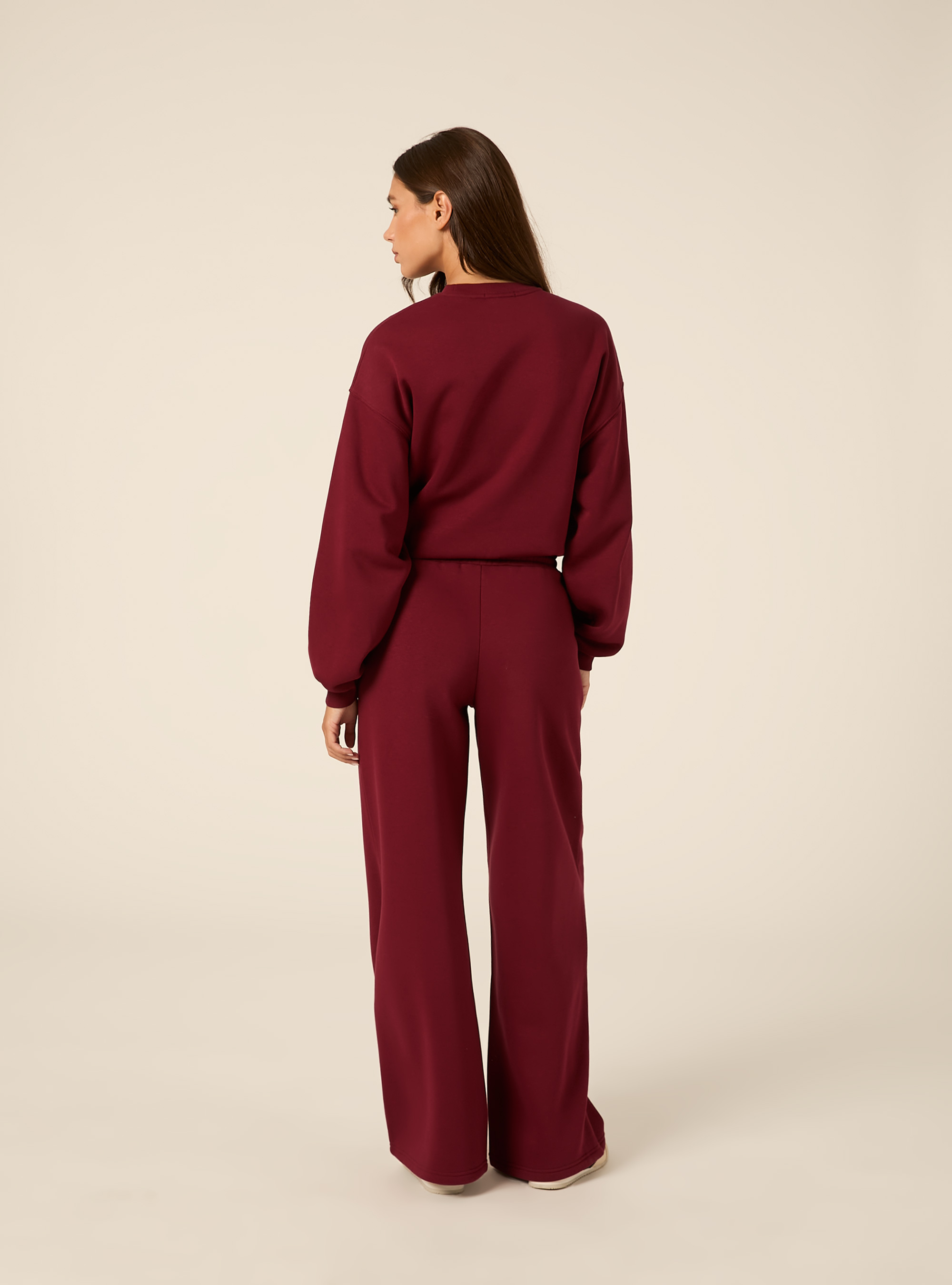 Pantaloni wide leg licenza harvard, BORDEAUX SCURO