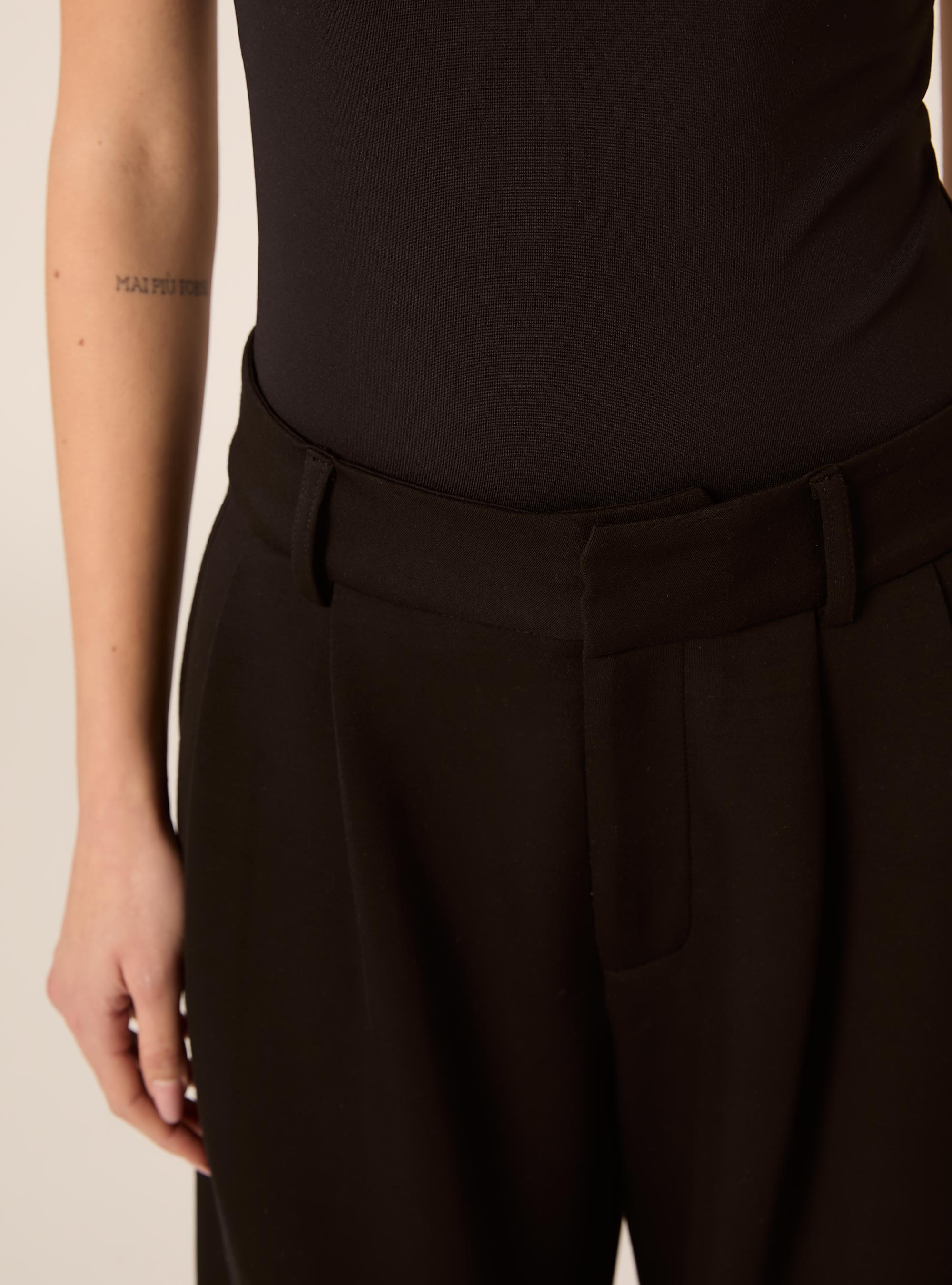 Pantalon large &agrave; toucher doux, BK1 BLACK