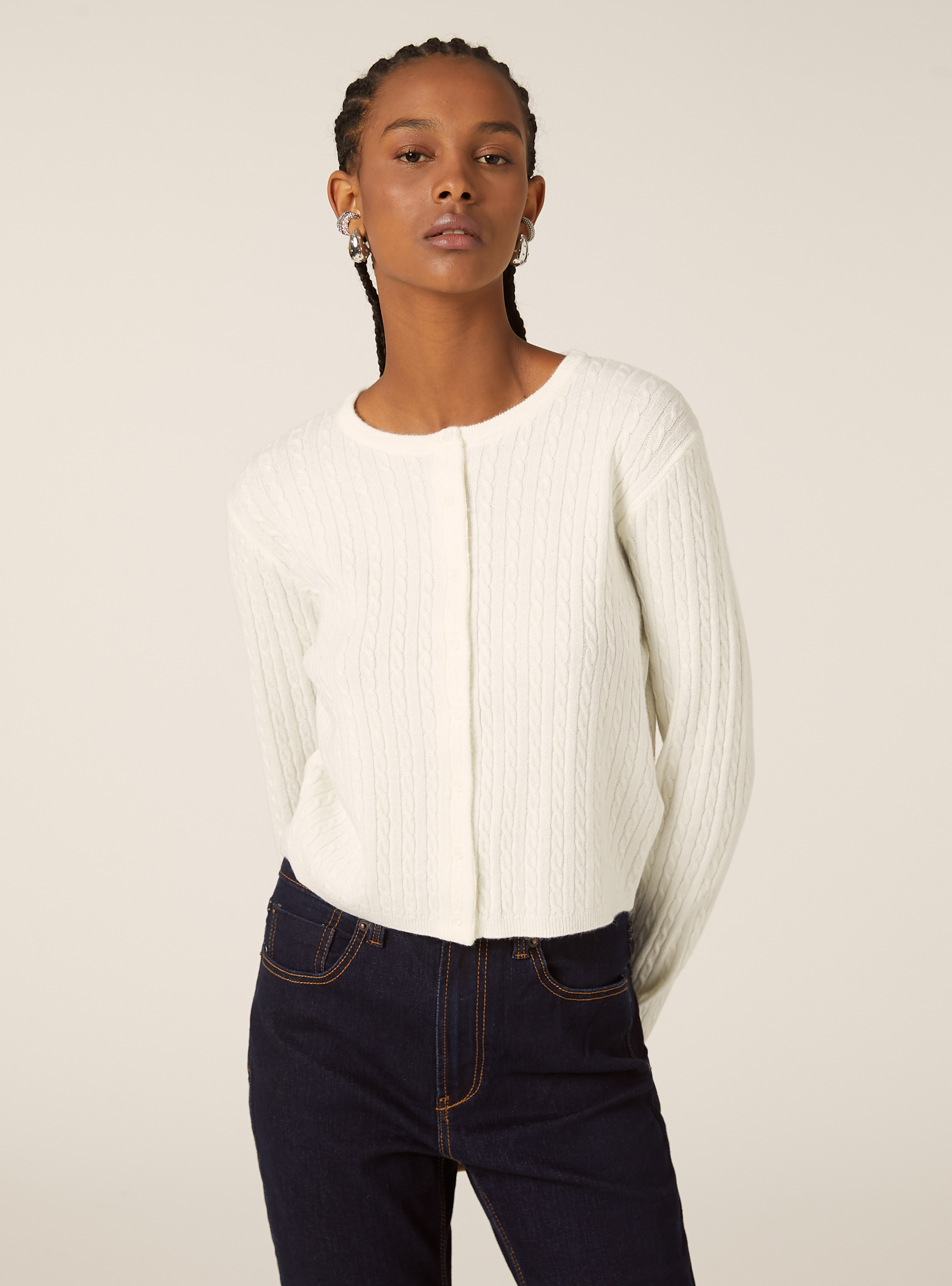 Cardigan trecce, WH2 WHITE