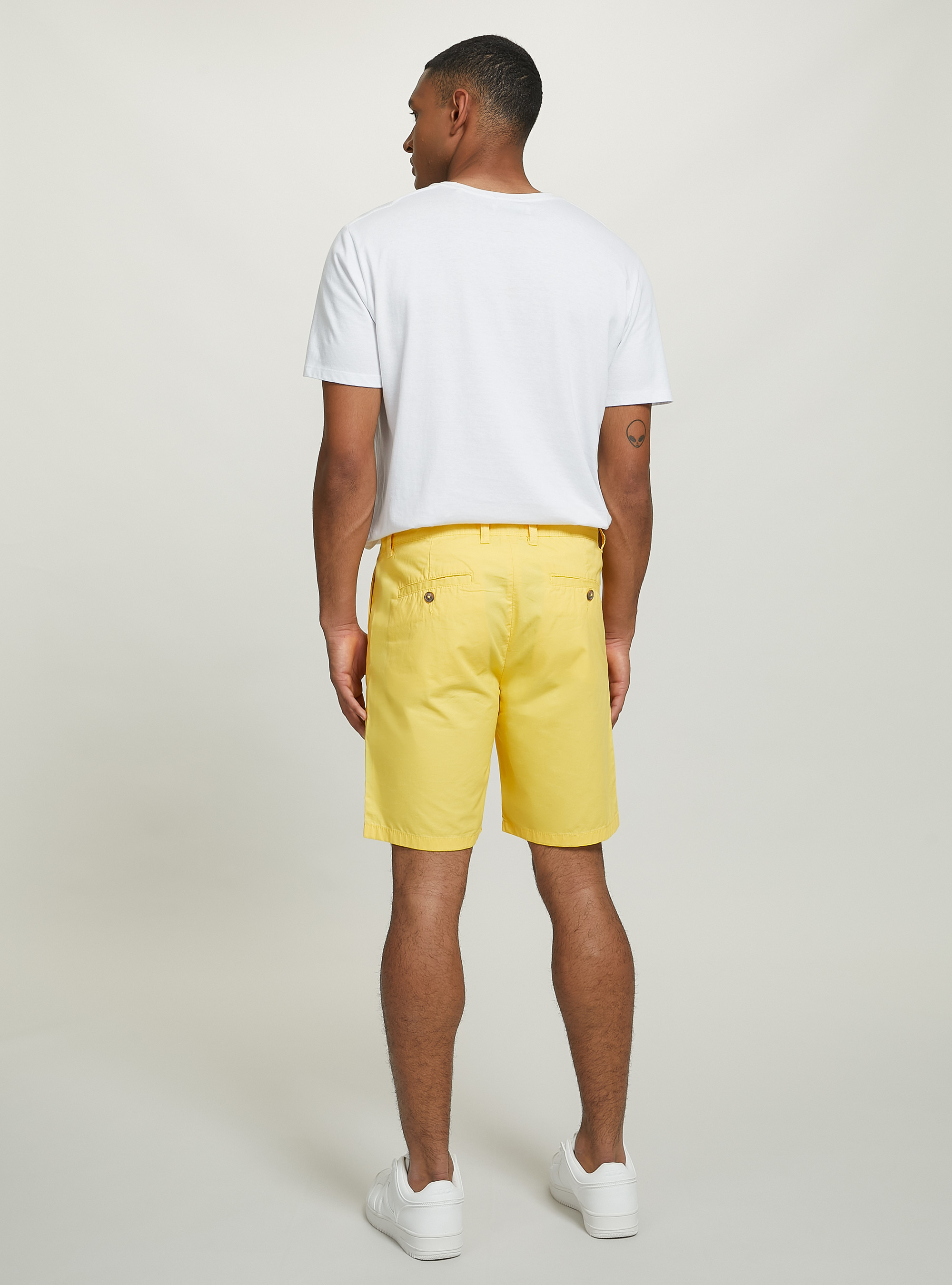 Plain twill Bermuda shorts, YELLOW