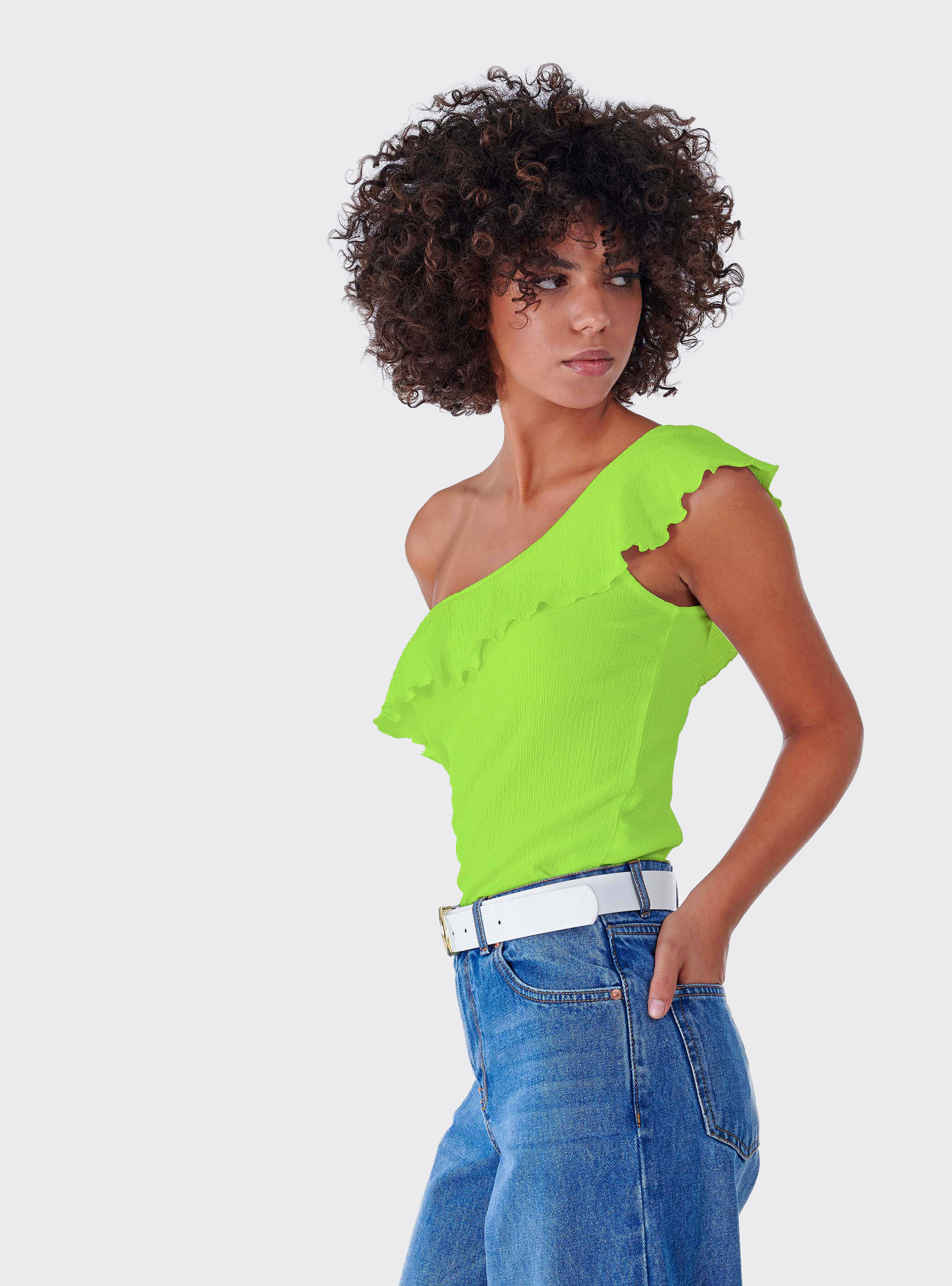 One-shoulder t-shirt, C785 YELLOW