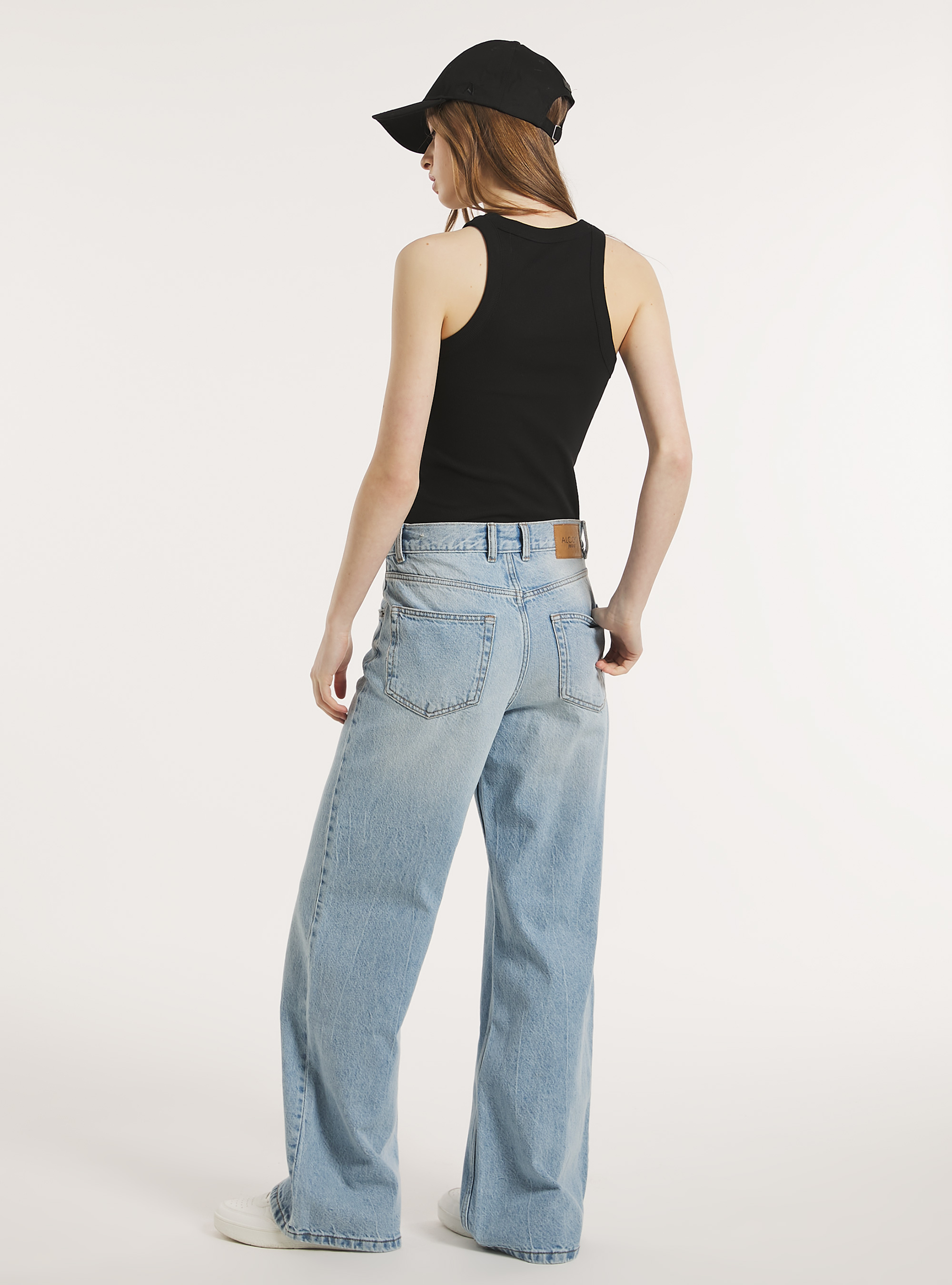 Geripptes Tanktop aus Baumwolle, BK1 BLACK