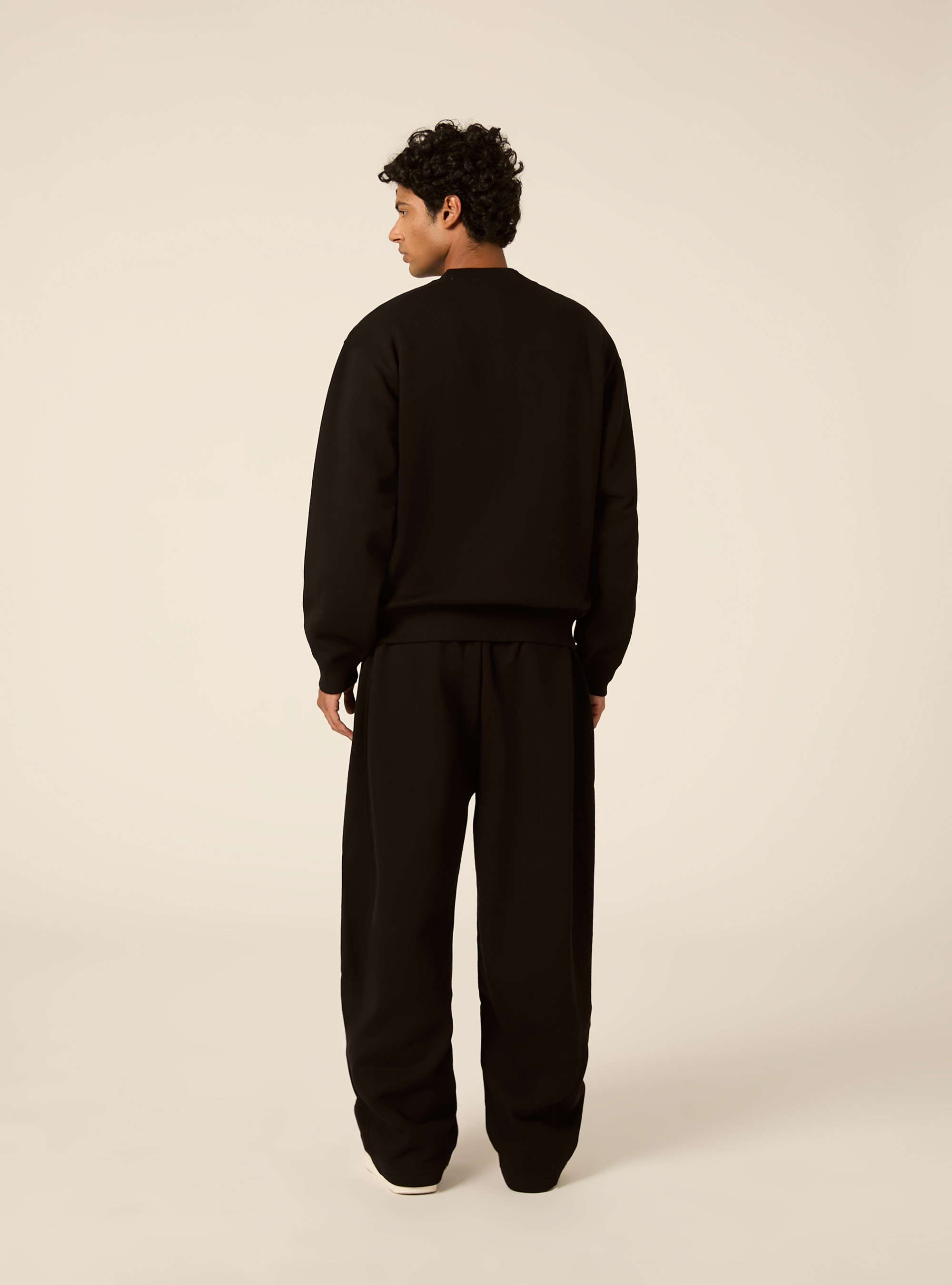 Felpa girocollo basica boxy fit, BK1 BLACK