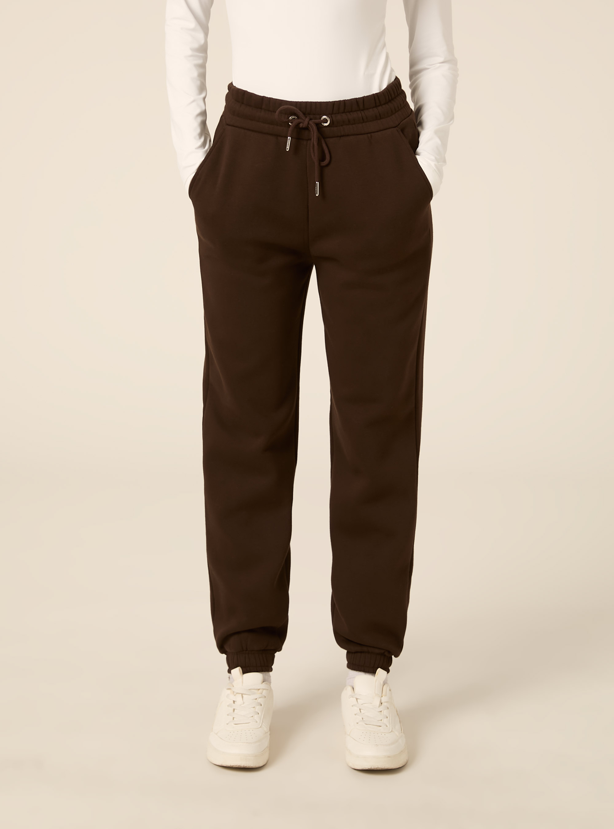 Jogger basic tinta unita, BR1 BROWN DARK