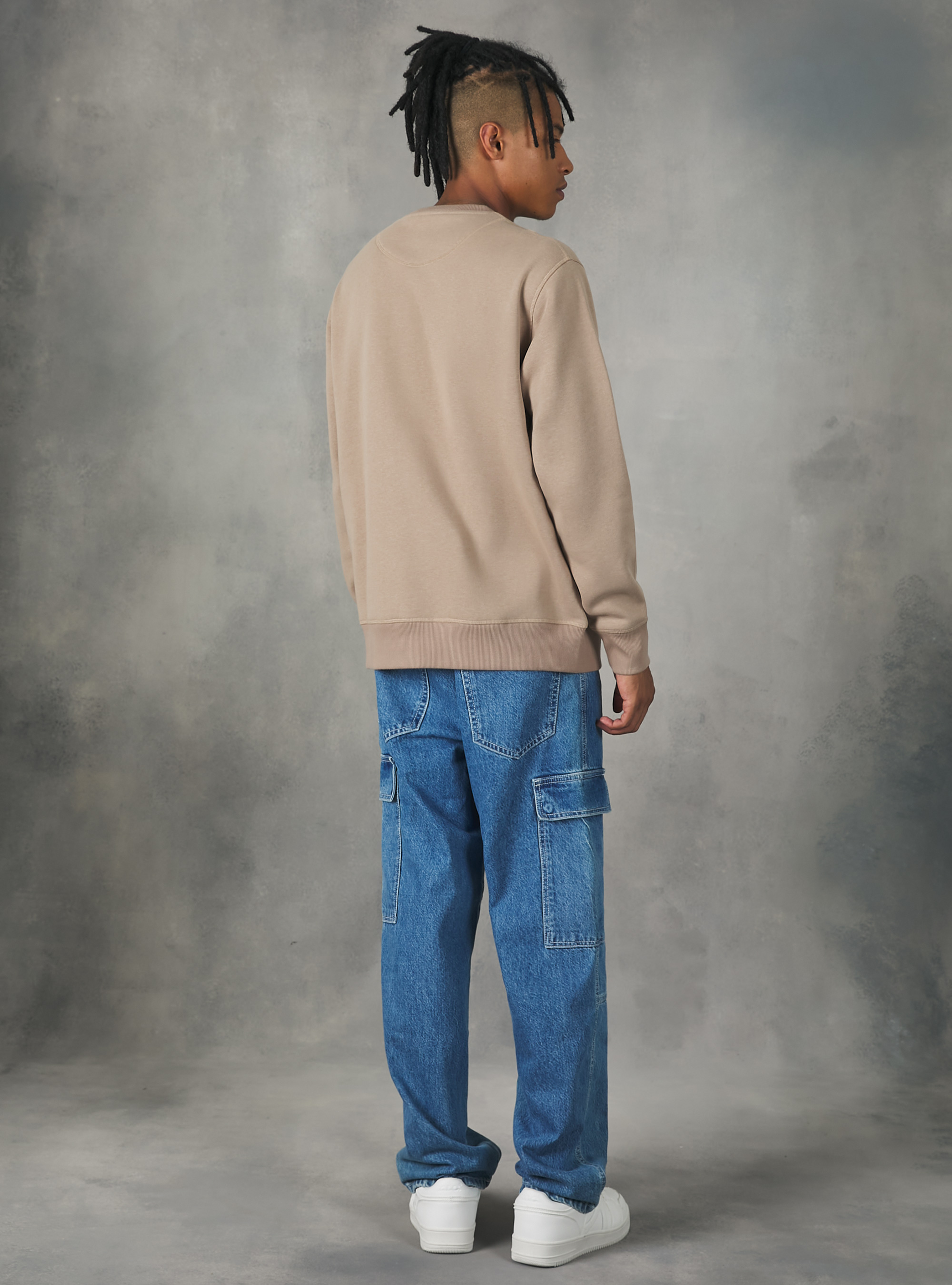 Felpa girocollo con stampa college, BG1 BEIGE DARK