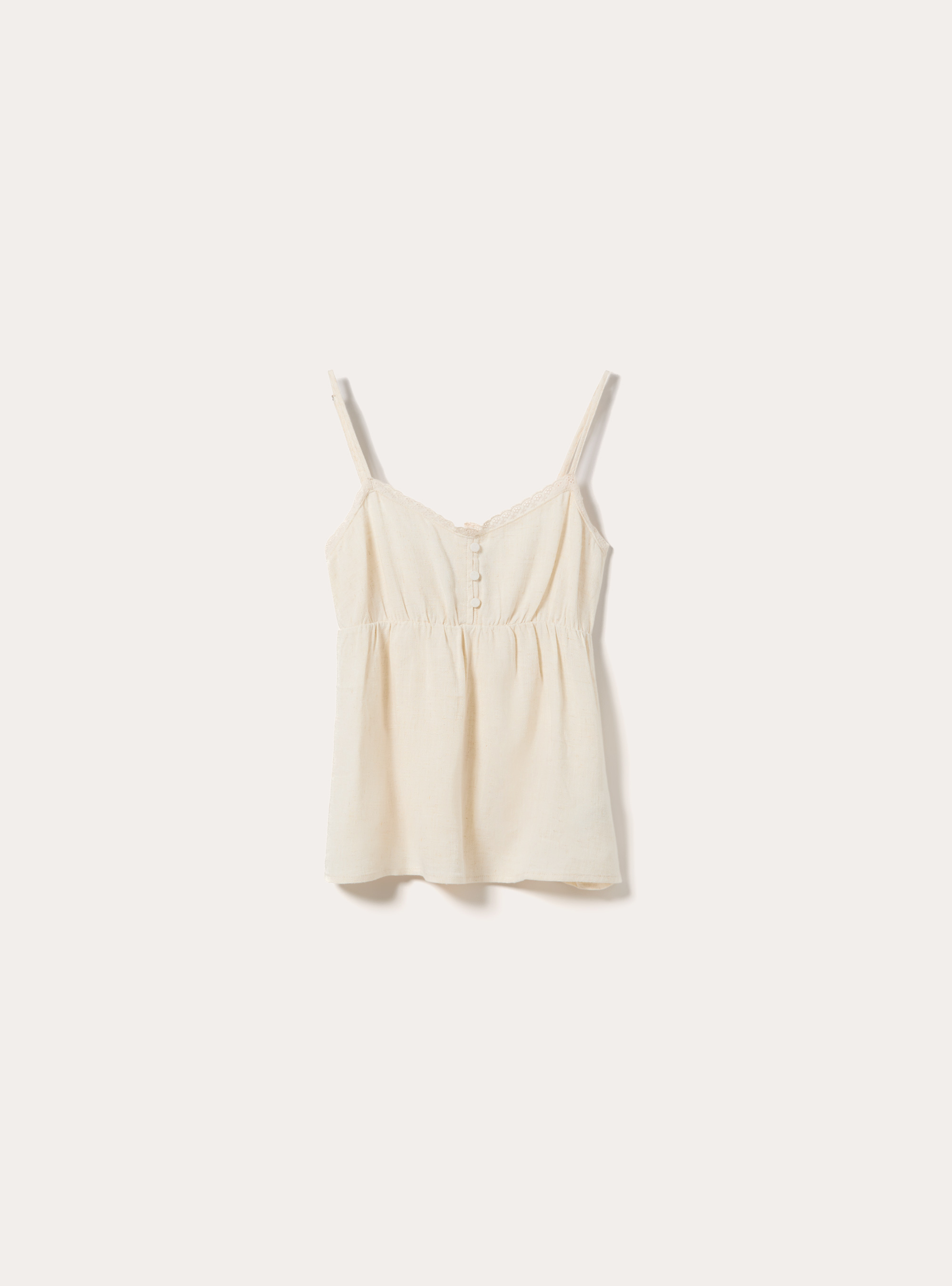 Top con spalline in misto lino, MBG3 BEIGE MEL LIGHT