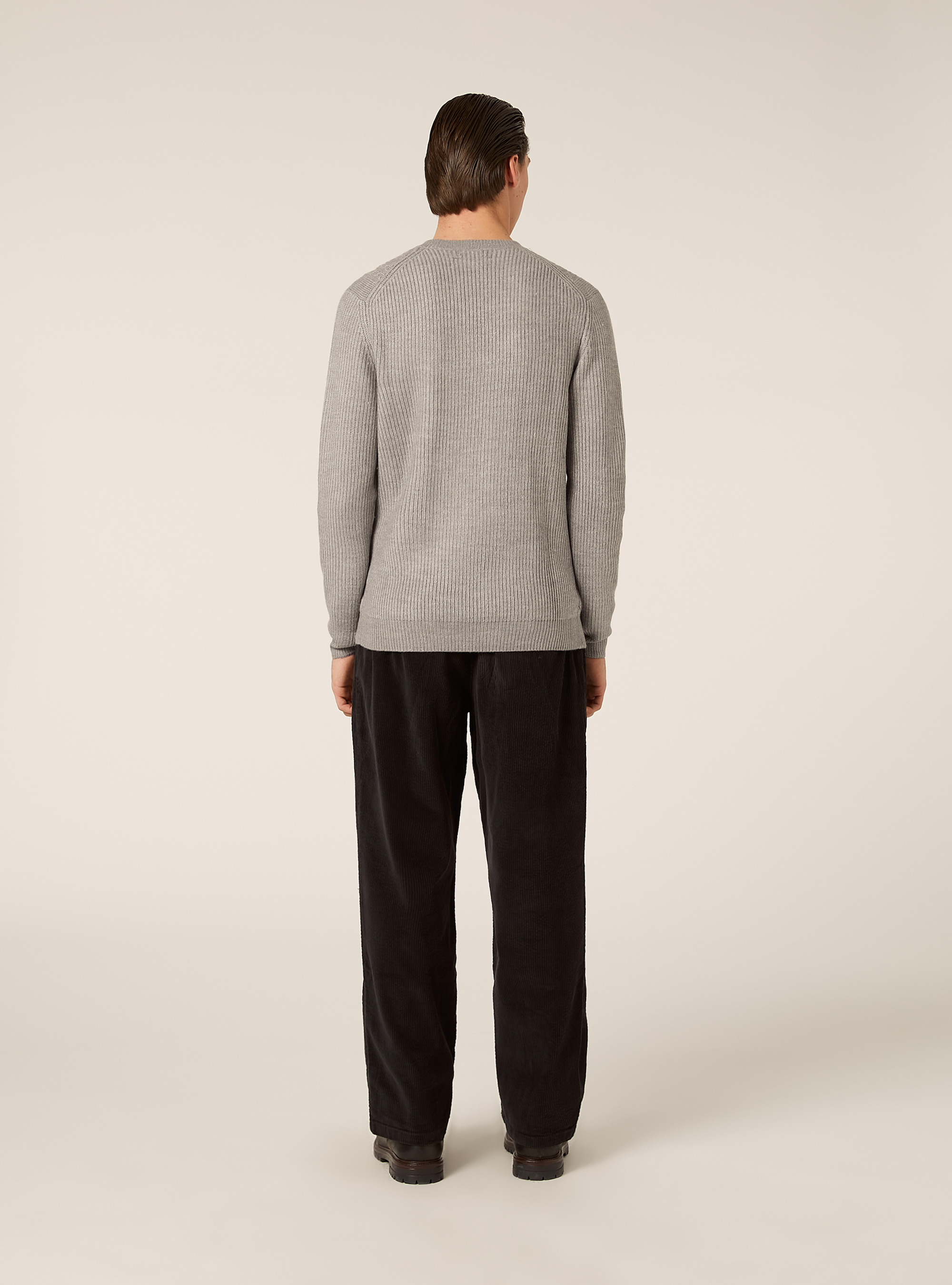 Maglione girocollo trecce, MGY2 GREY MEL MEDIUM