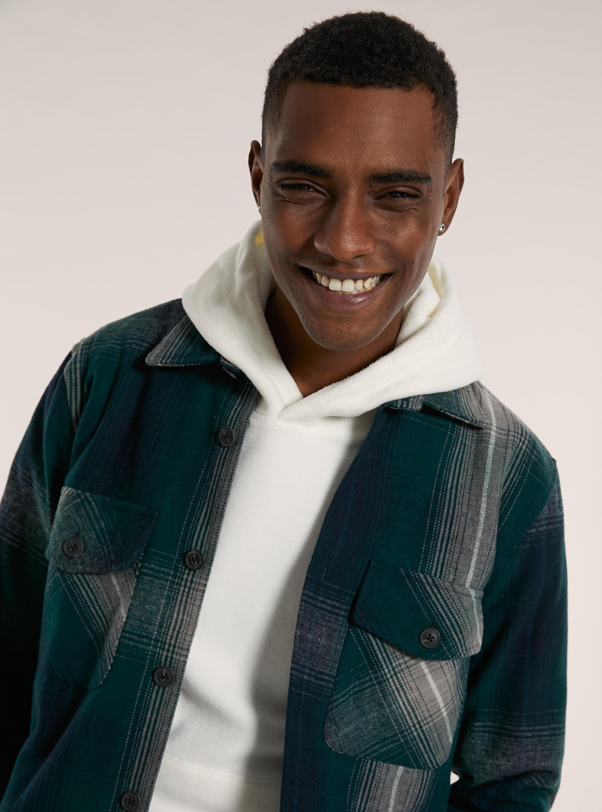 Checked shirt jacket, GN1 GREEN DARK