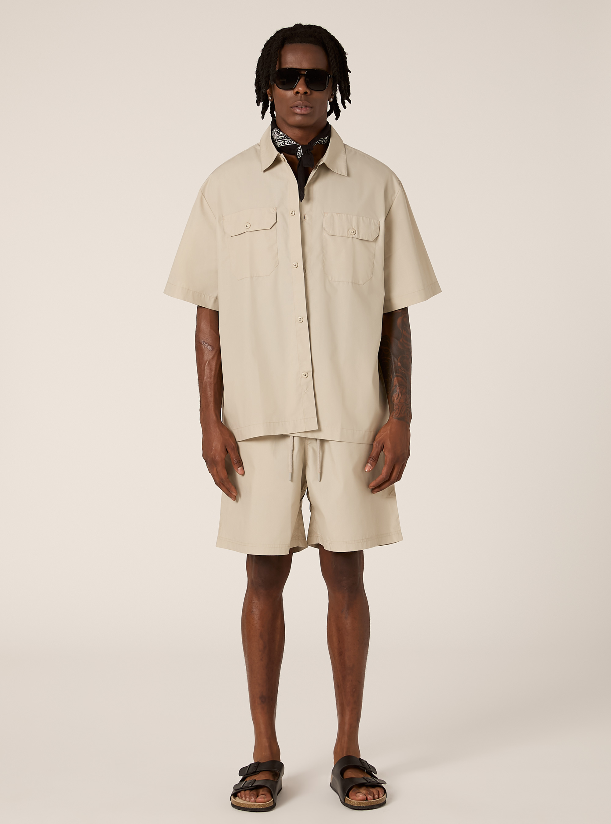Camisa de popelina boxy fit, BG2 BEIGE MEDIUM