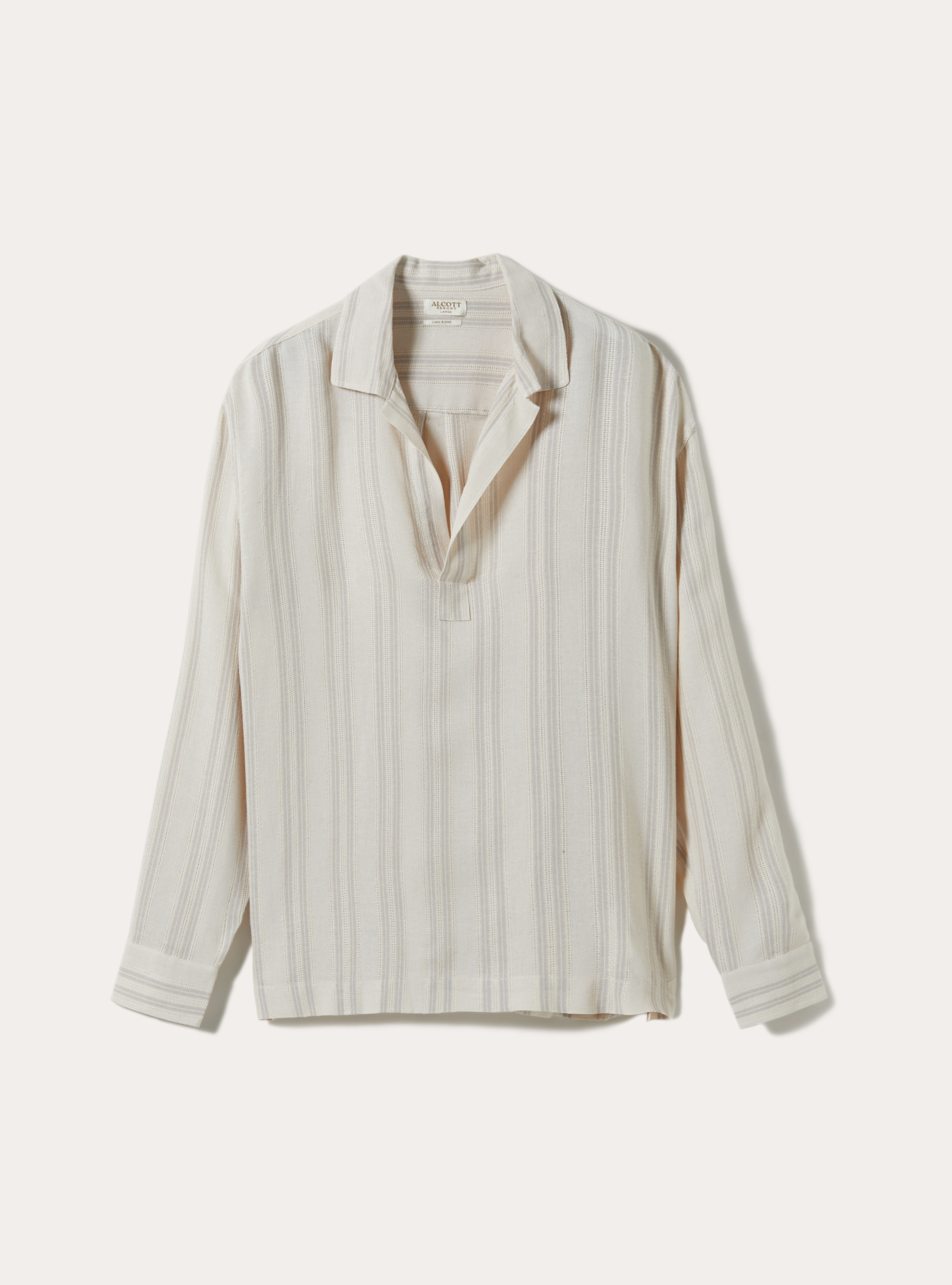 Camicia manica lunga in misto lino, BG3 BEIGE LIGHT