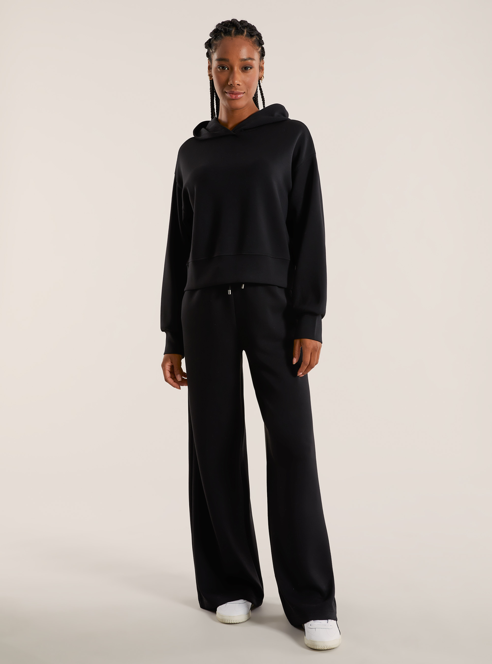 Felpa cropped soft touch, BK1 BLACK