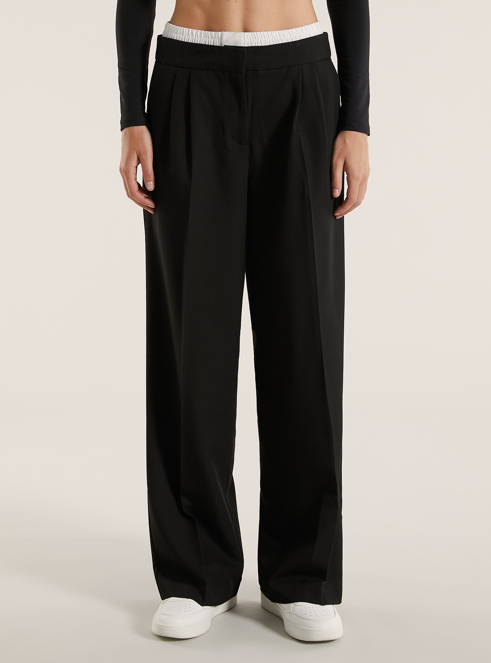 Smart trousers with combined waist, BK1 BLACK