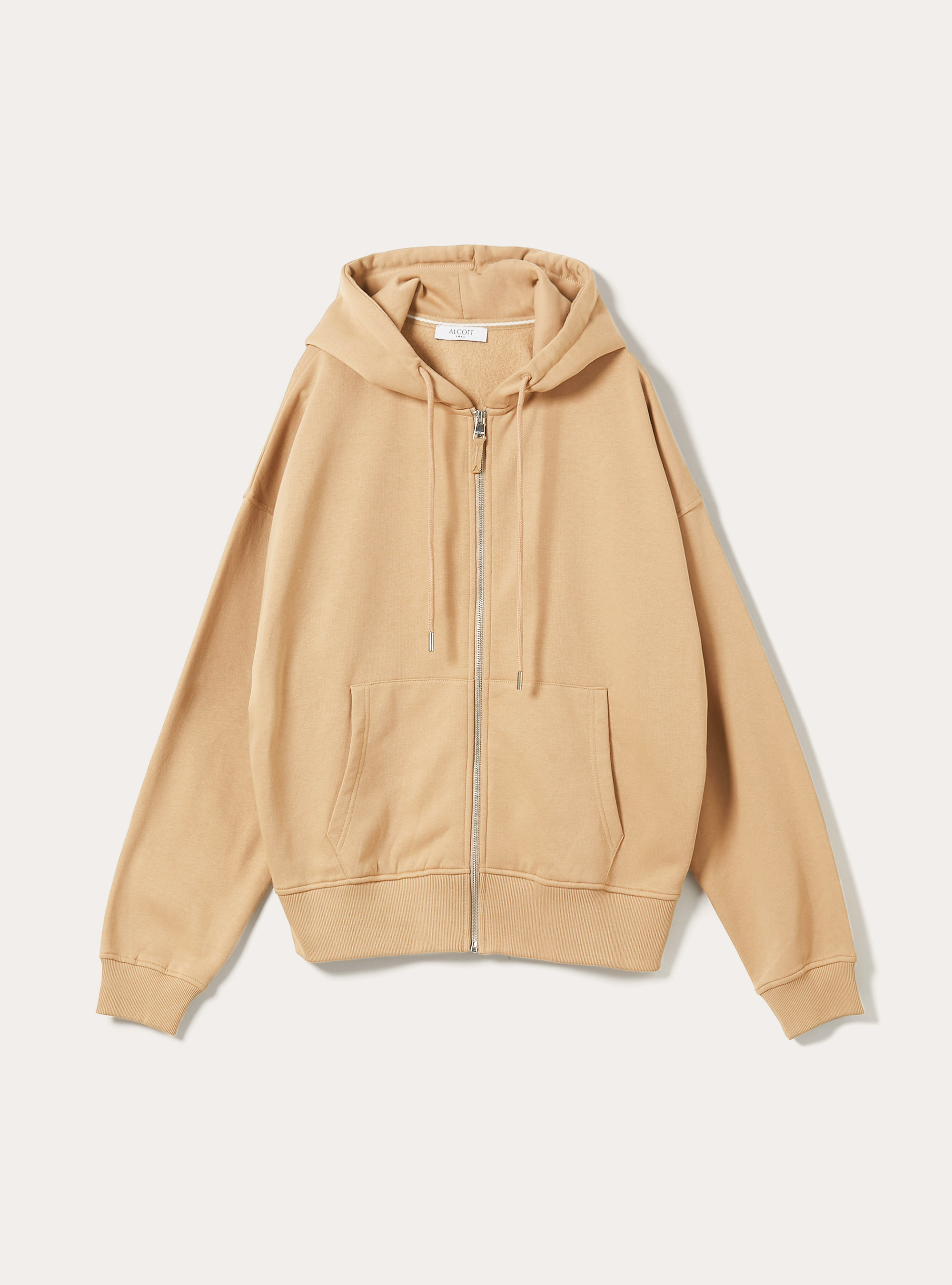 Cotton zip hoodie, BG2 BEIGE MEDIUM