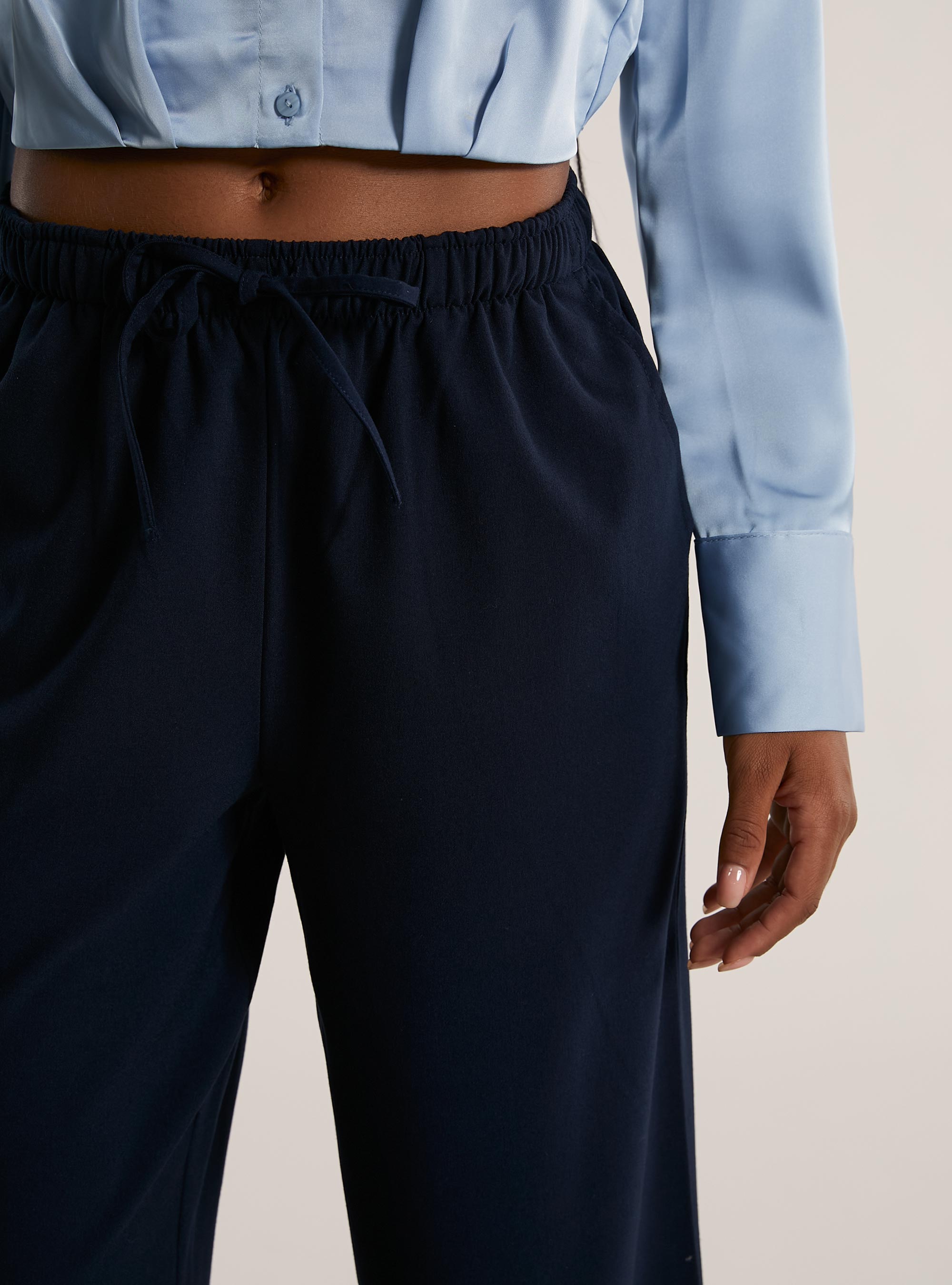 Smart trousers with drawstring, NA2 NAVY MEDIUM