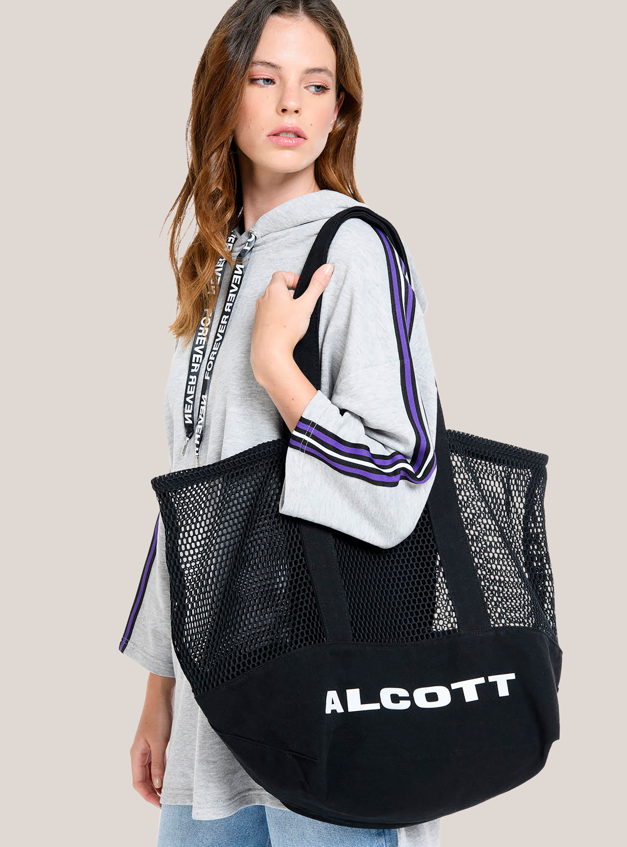 SHOPPER MIT NETZMUSTER, C101 BLACK