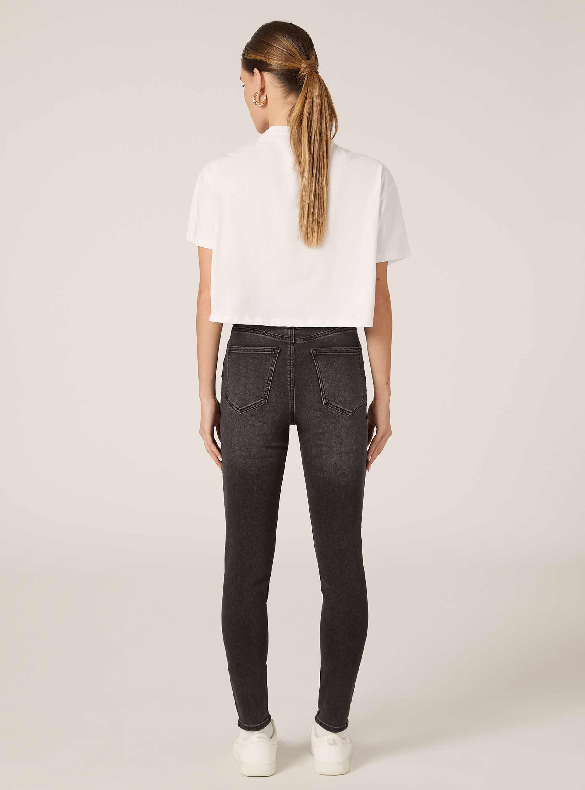 Vaqueros pitillo de cintura muy alta, D000 BLACK