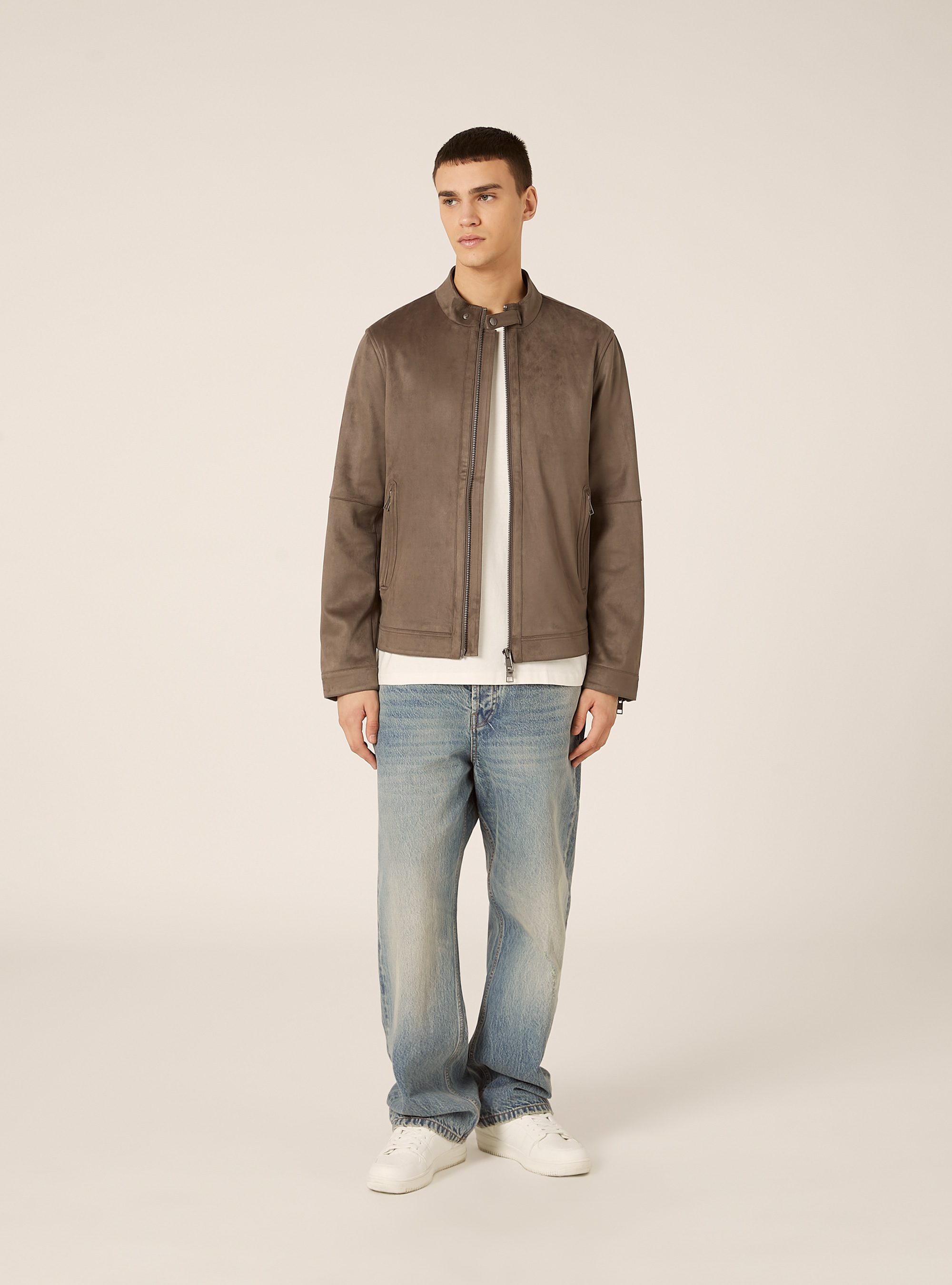 Giubbino effetto suede basico, GY1 GREY DARK