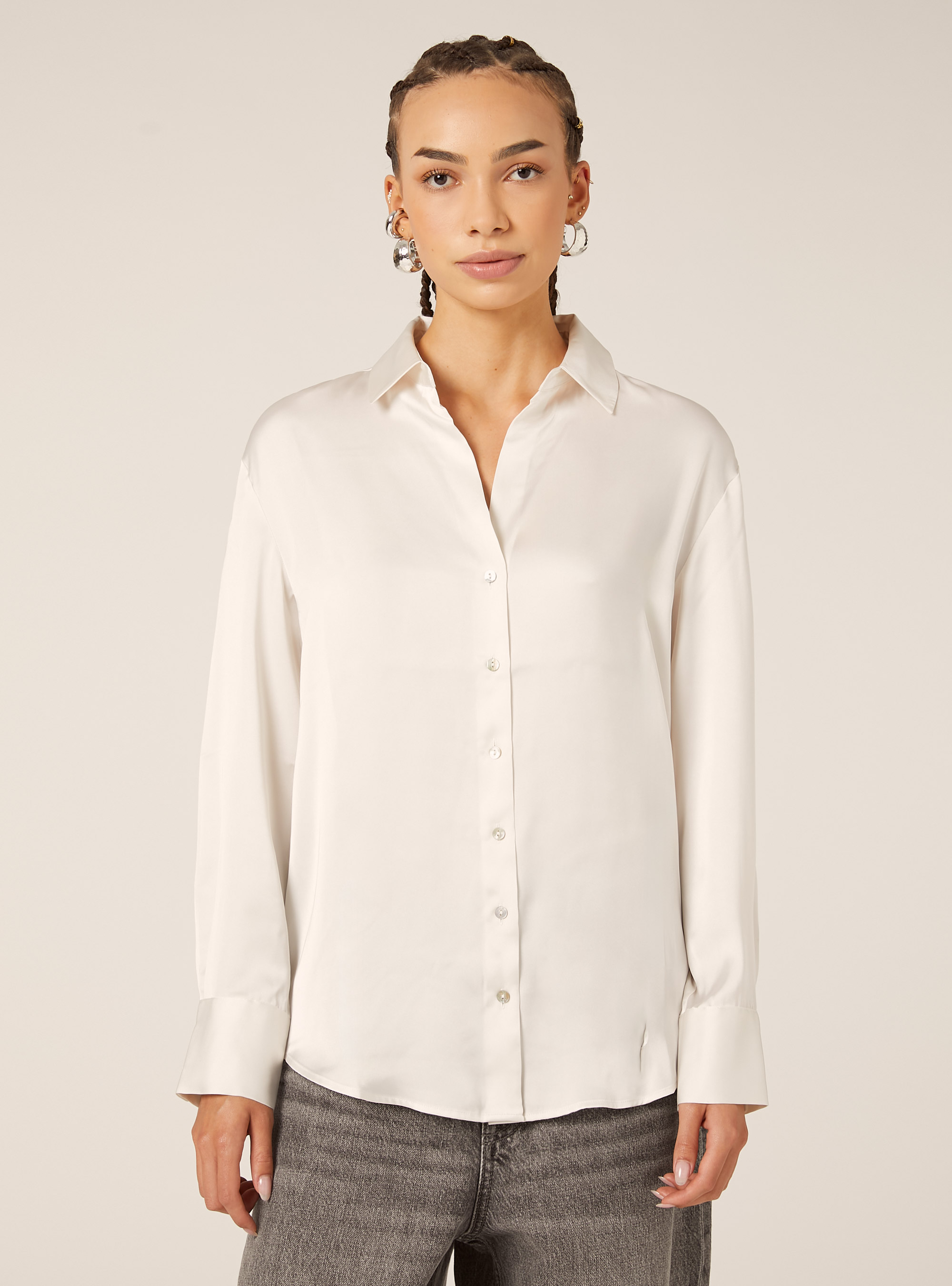 Plain satin shirt, WH1 OFF WHITE