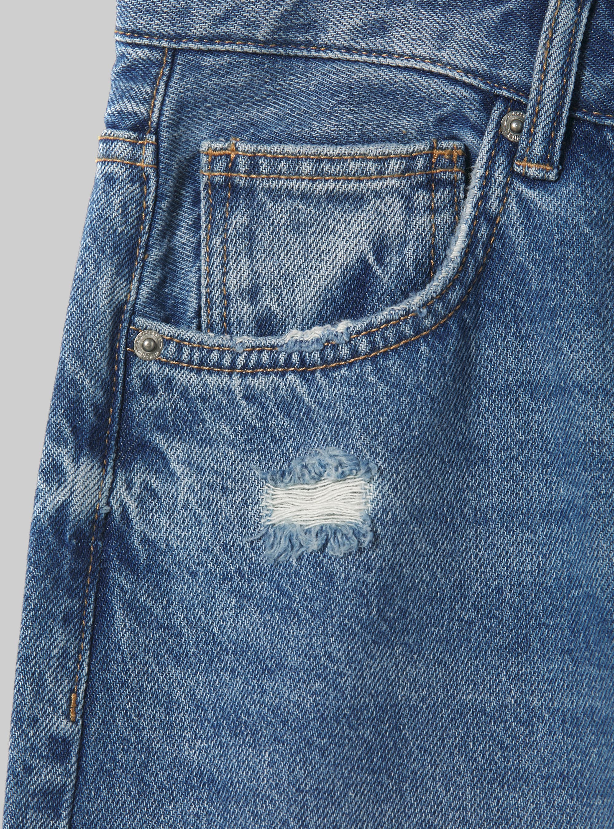 Loose-fit jeans with tears, D003 MEDIUM BLUE