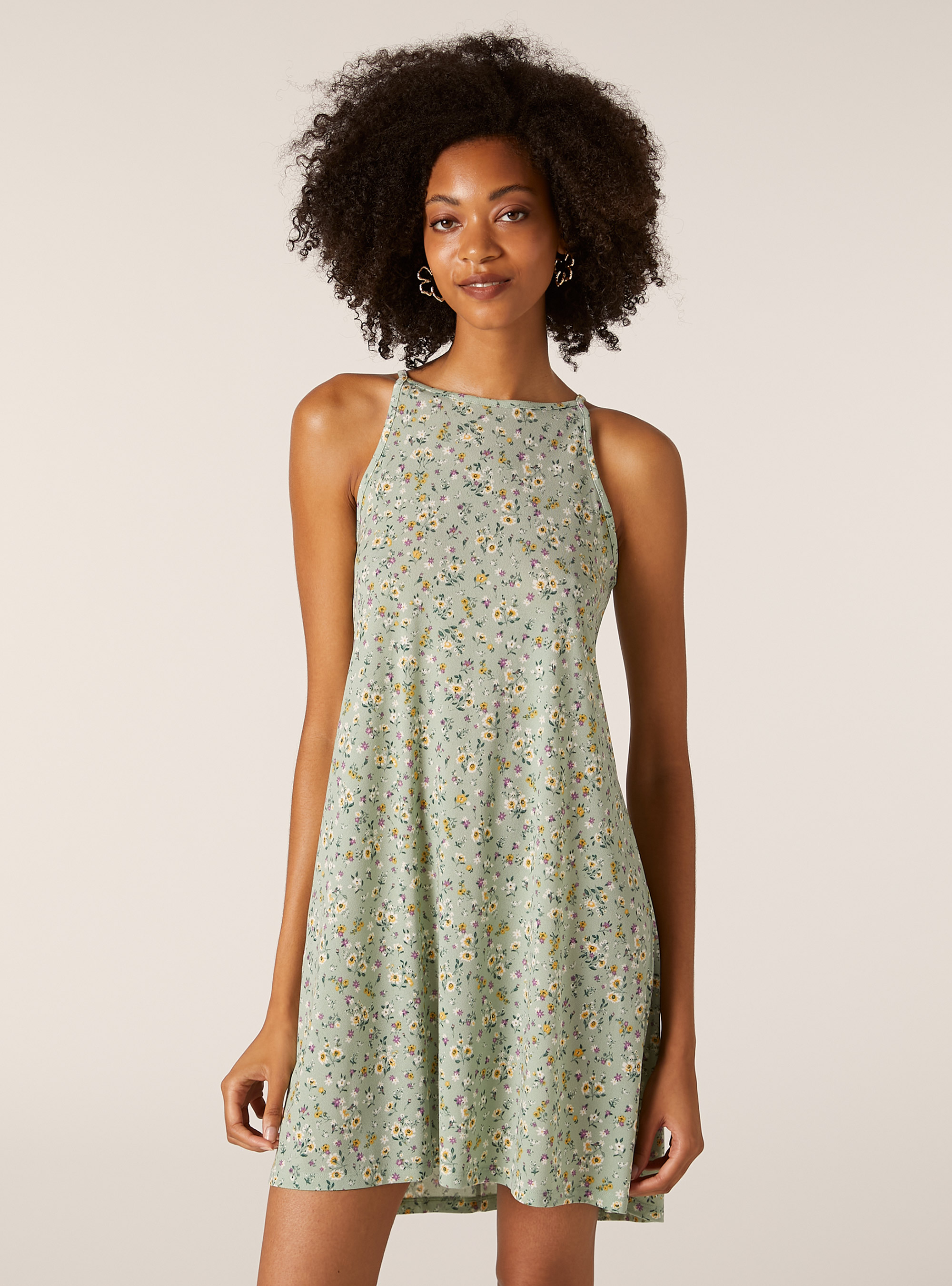 Robe &agrave; fleurs avec fines bretelles, SG3 SAGE LIGHT