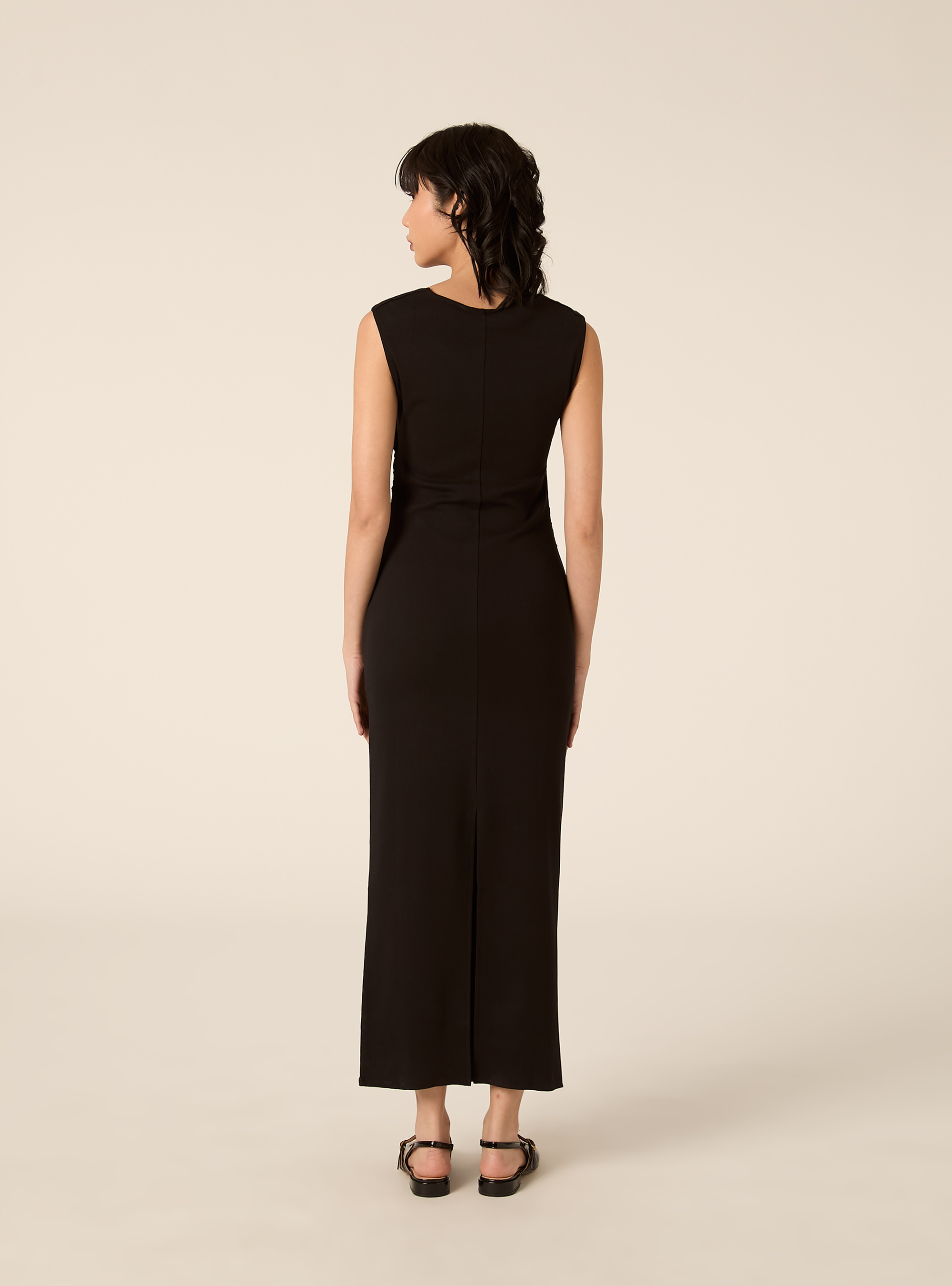 Vestito midi scollo quadrato, BK1 BLACK