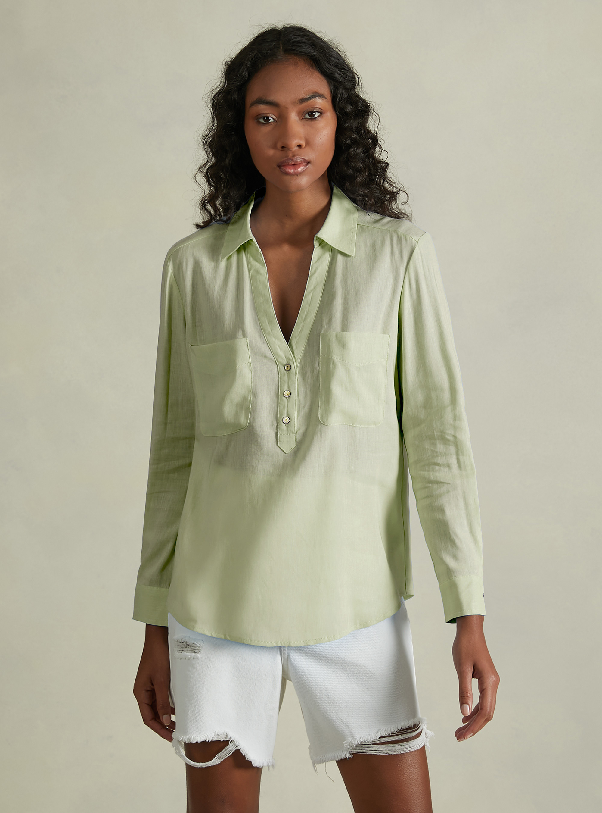 Bluse aus einer Leinenmischung, KY3 KAKY LIGHT