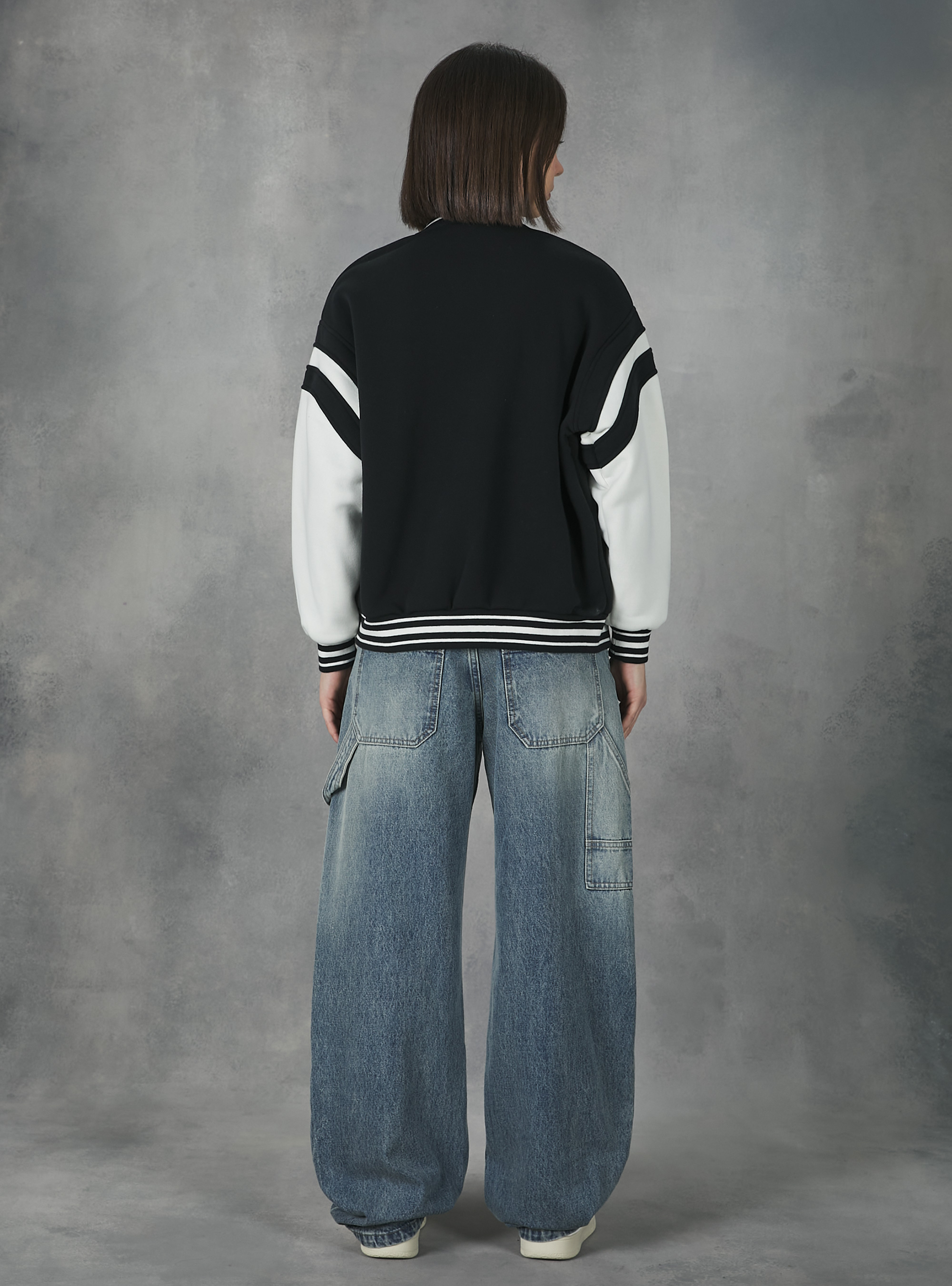 Blouson bombardier à imprimé de l'universite, BK1 BLACK