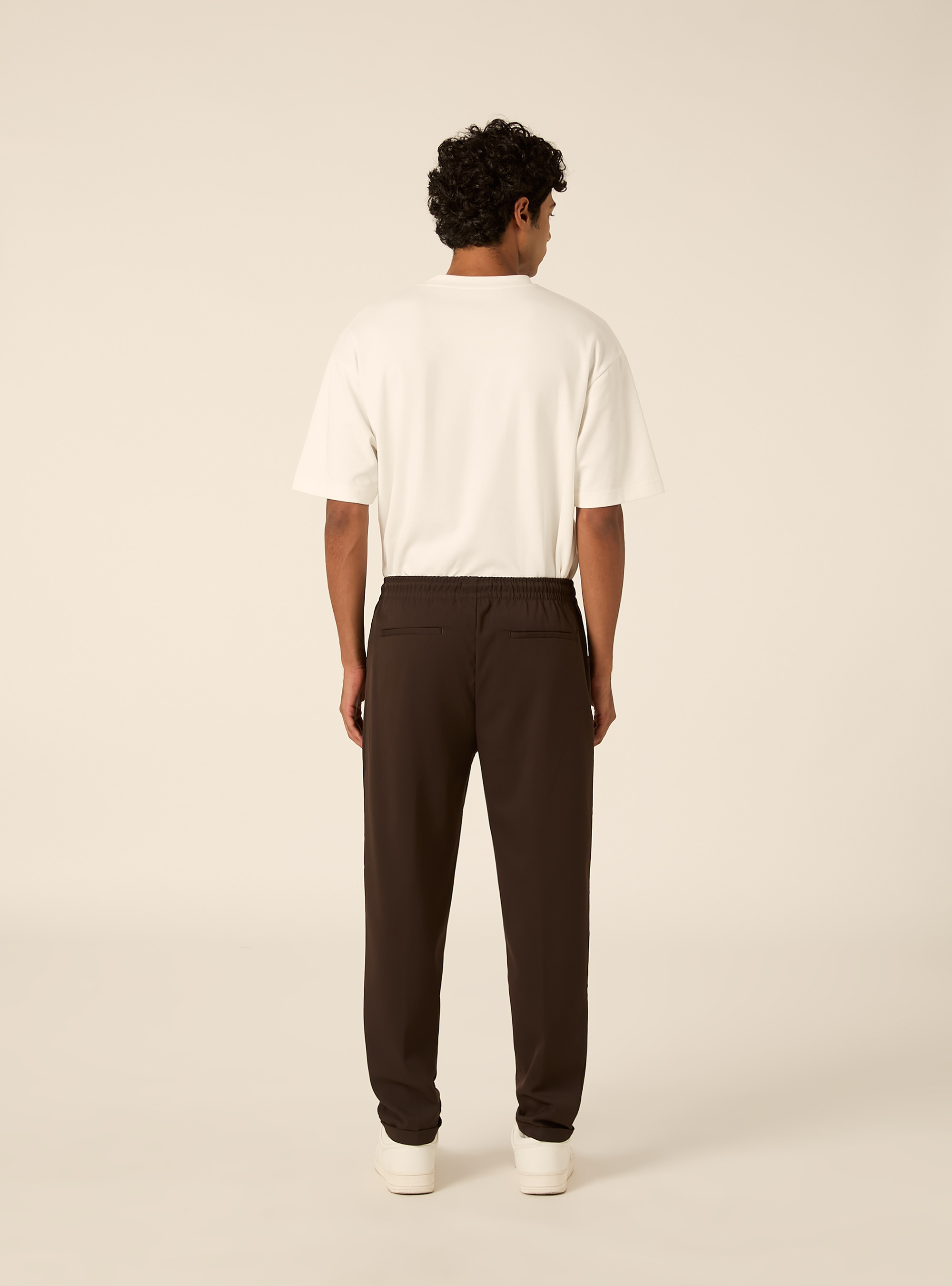 Tailored jogger trousers with elasticated drawstring waist, BR1 BROWN DARK