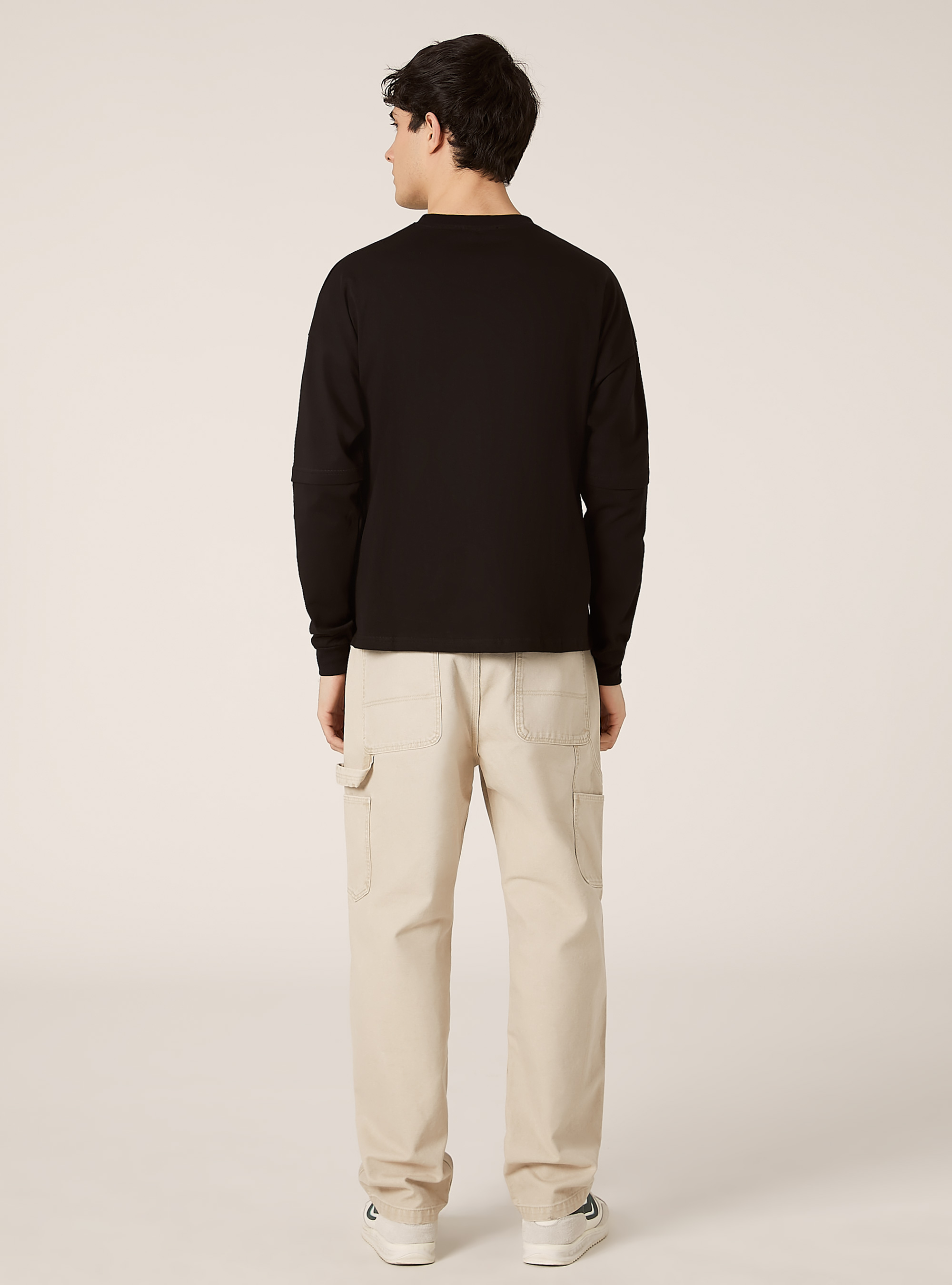 T-shirt à manches longues, coupe évasée, BK1 BLACK