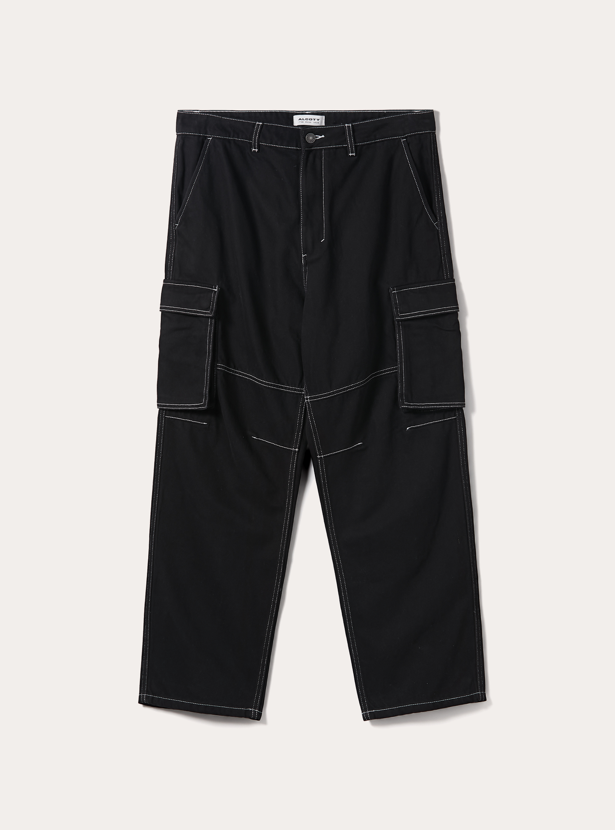 Carpenter cargo trousers with contrast stitching, BK1 BLACK