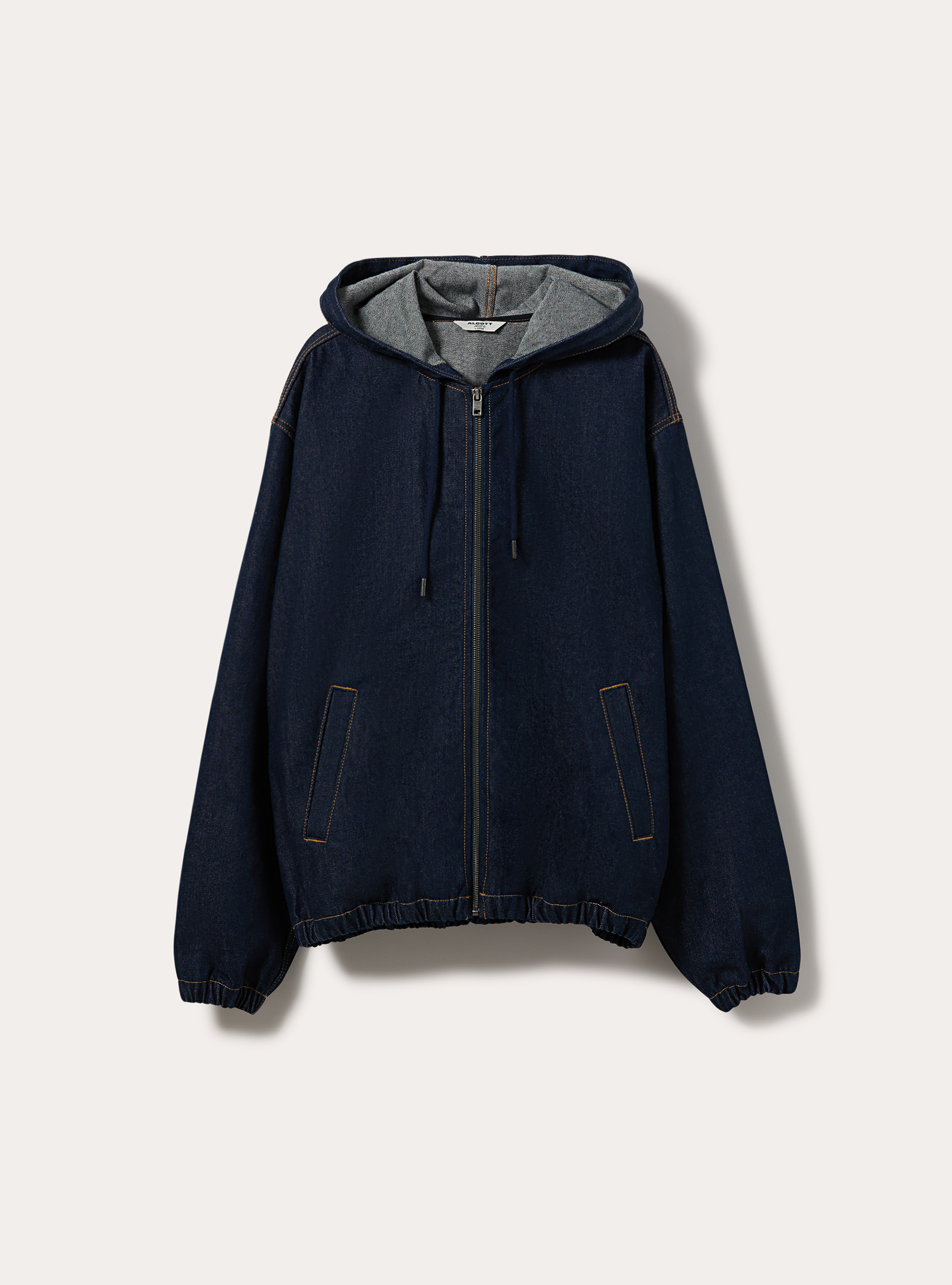 Giubbotto cappuccio in denim, D001 DEEP BLUE