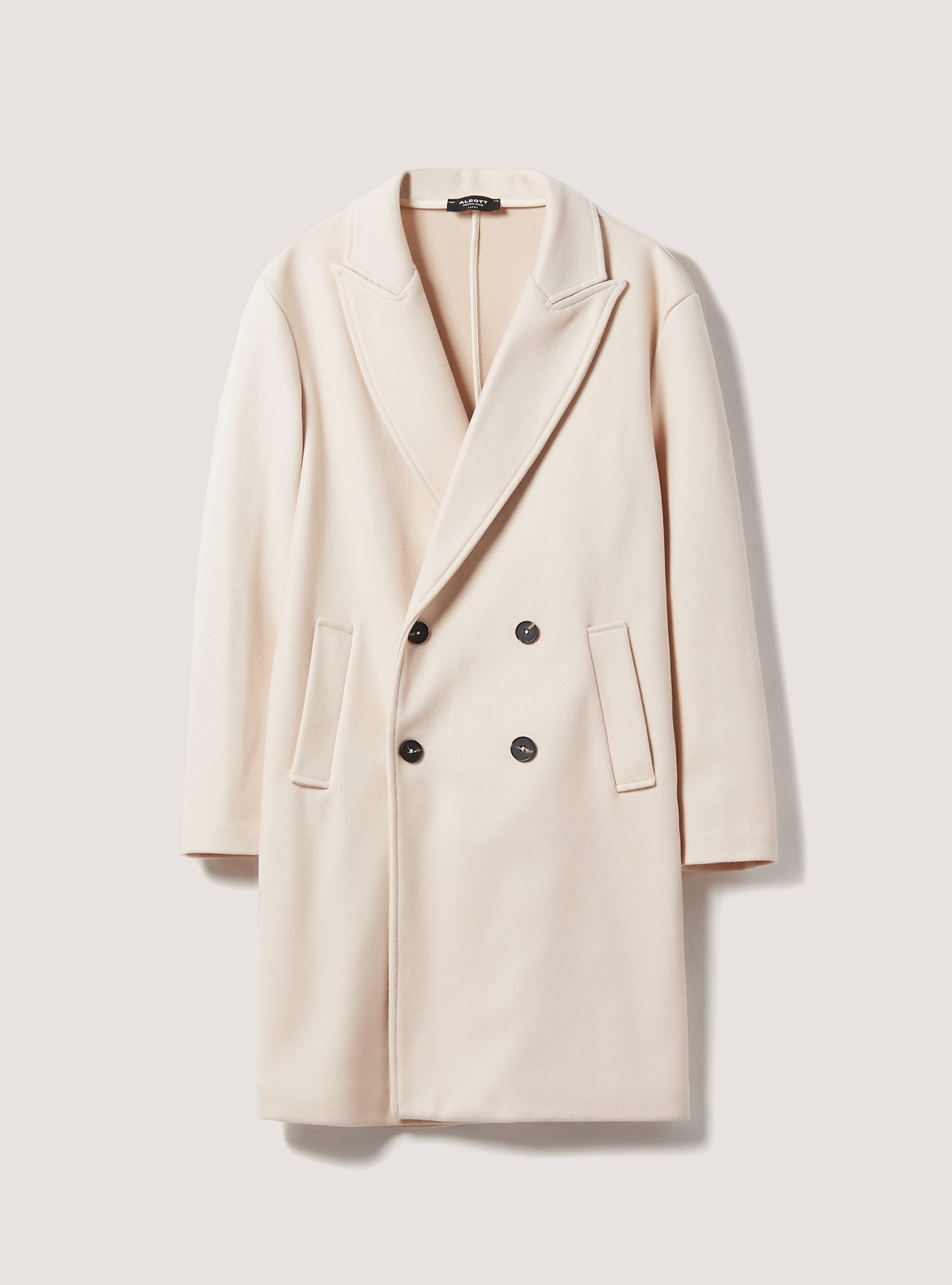 Solid-coloured double-breasted coat, WH1 OFF WHITE