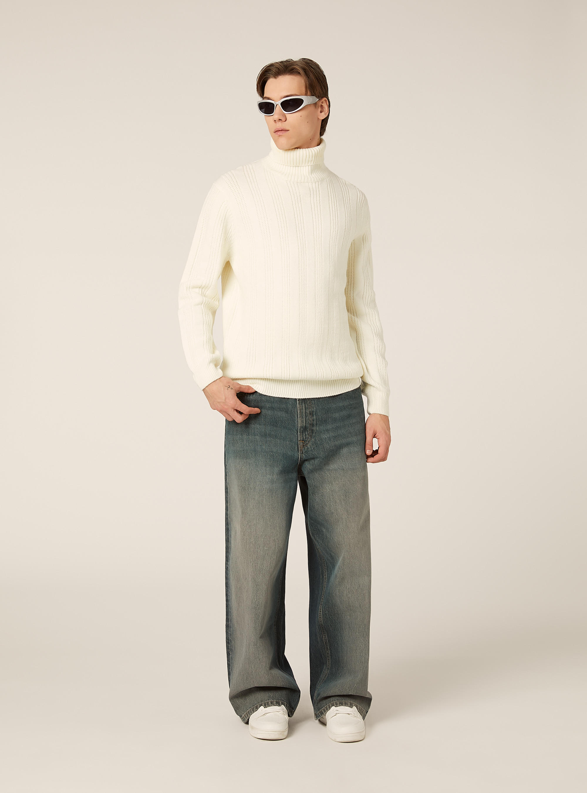 Maglione collo alto, CR3 CREAM LIGHT