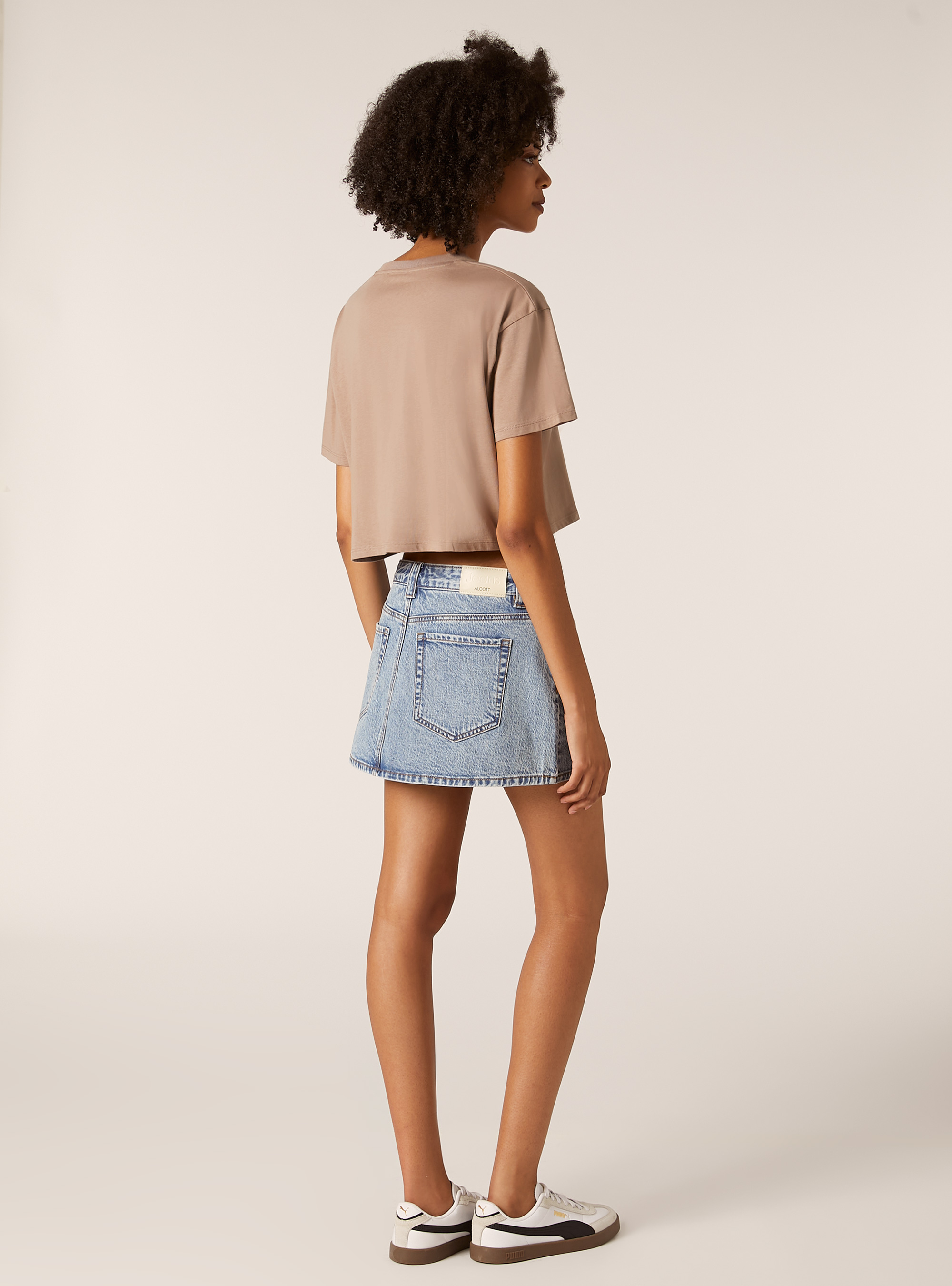 Cotton cropped t-shirt, BR3 BROWN LIGHT