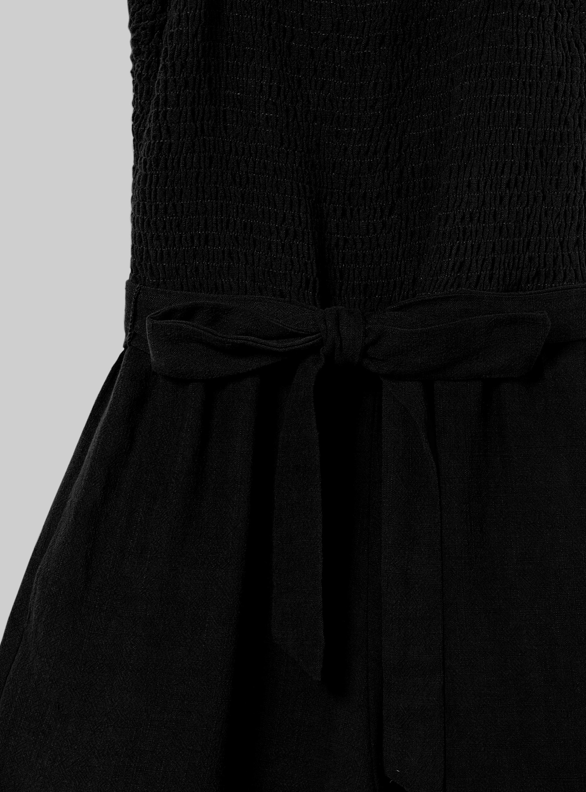 Mono corto en mezcla de lino, NEGRO