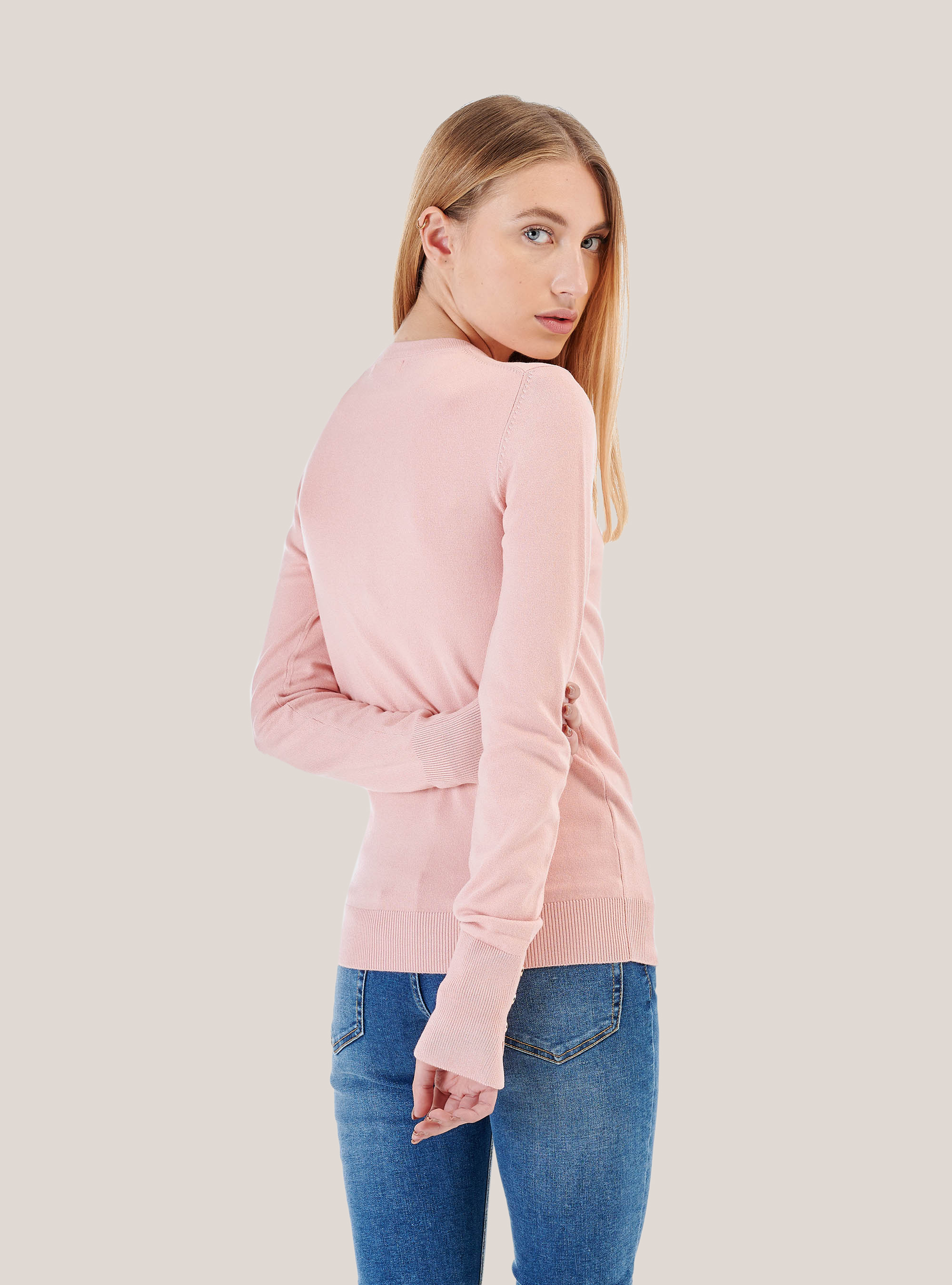 Pull col rond coupe confort, C501 PINK