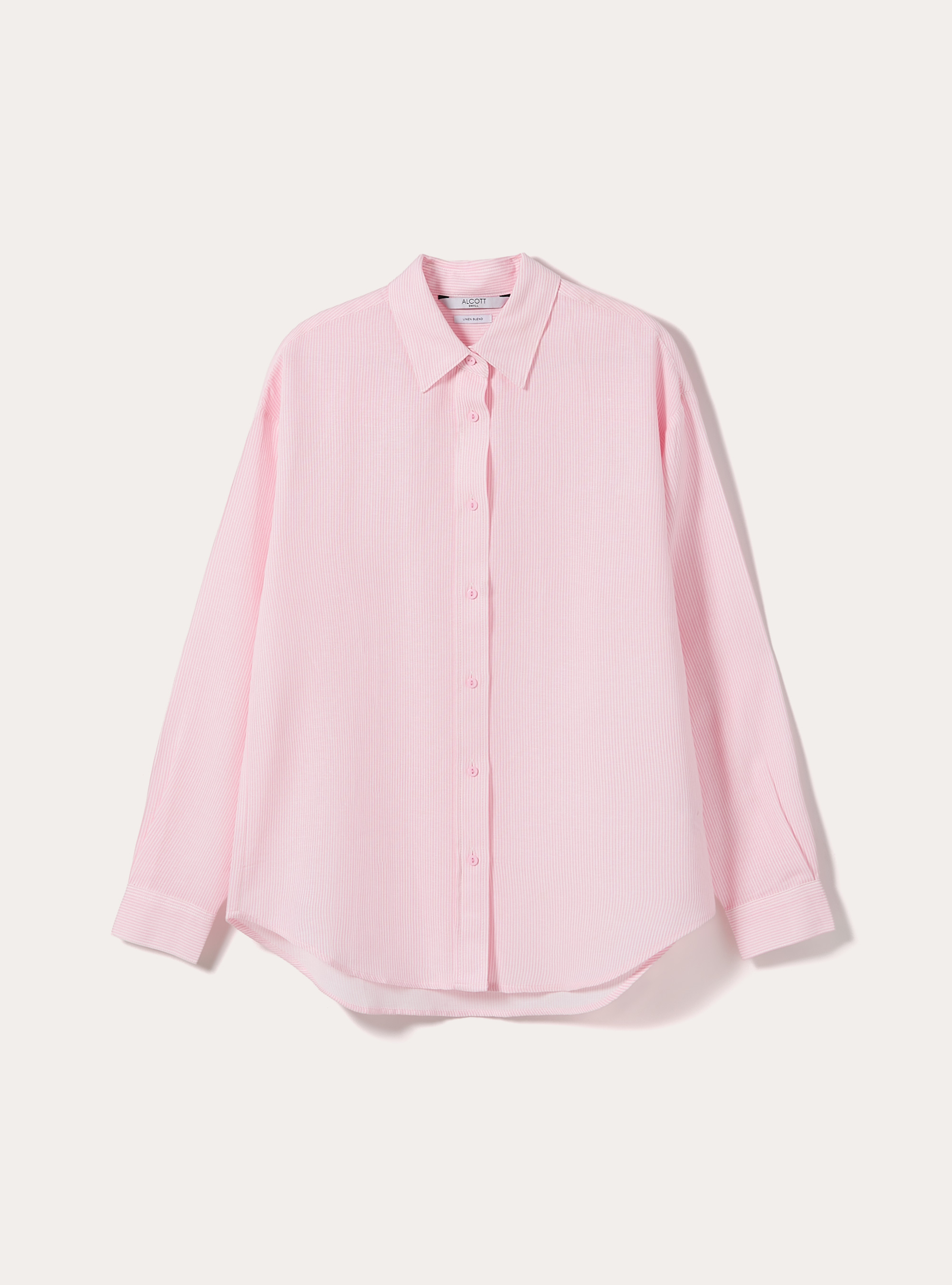 Camicia a righe in misto lino, PK2 PINK MEDIUM
