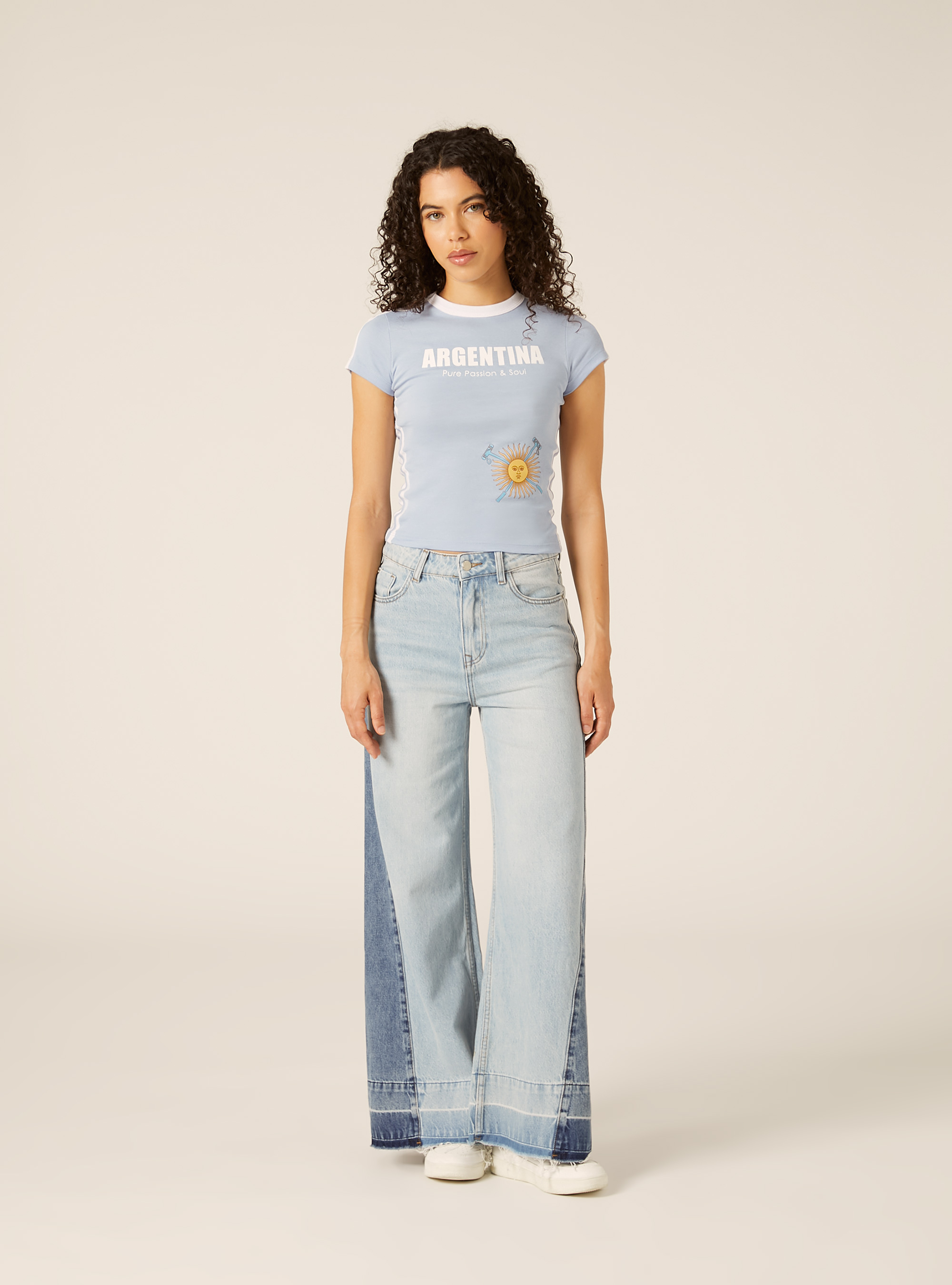 T-shirt slim fit mondiali, AZ2 AZURE MEDIUM