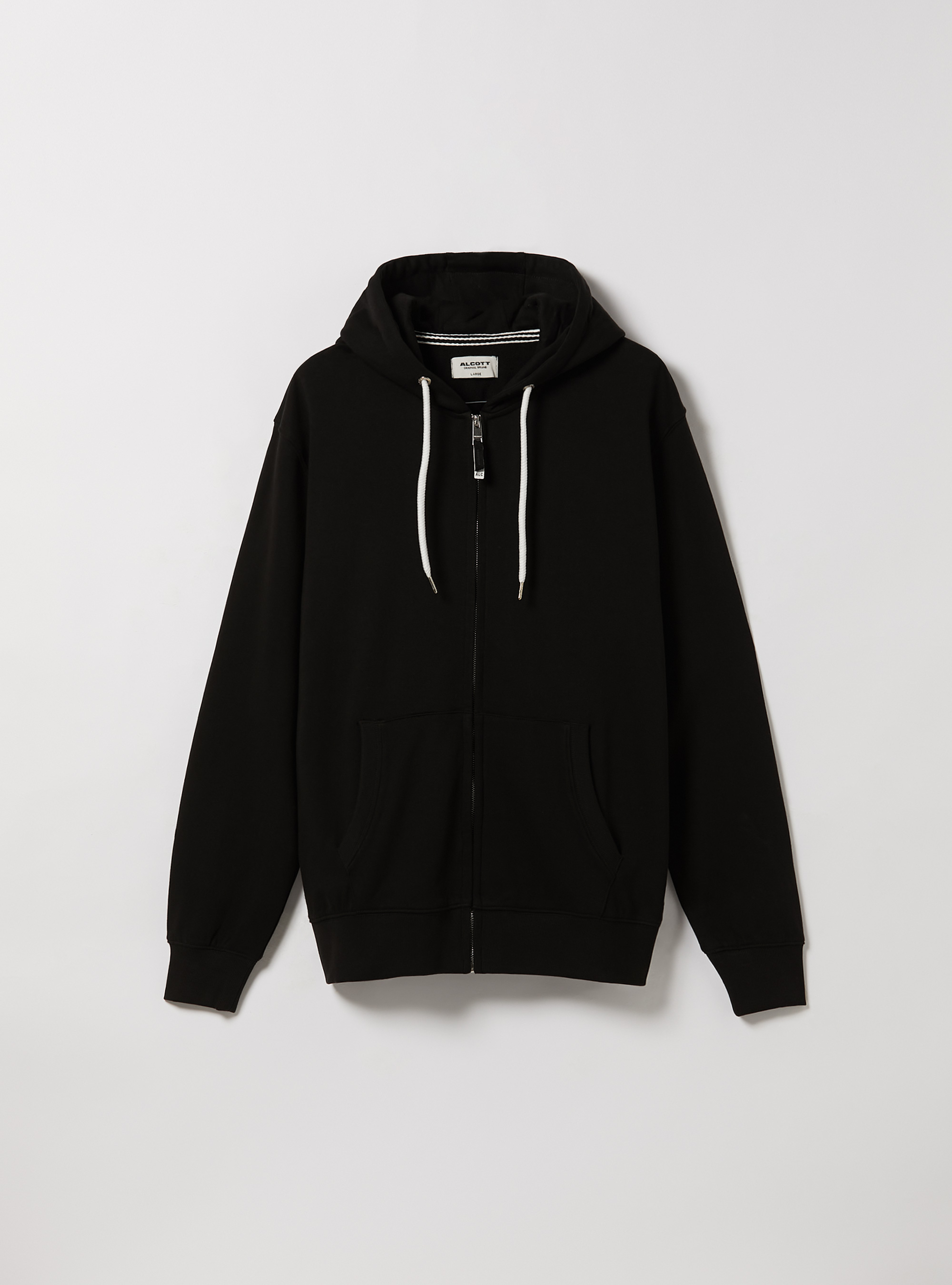 Cotton zip hoodie, BK1 BLACK