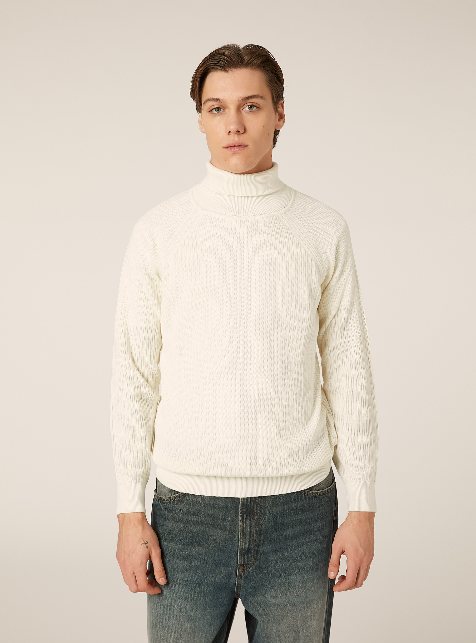 Ribbed turtleneck pullover, WH2 WHITE