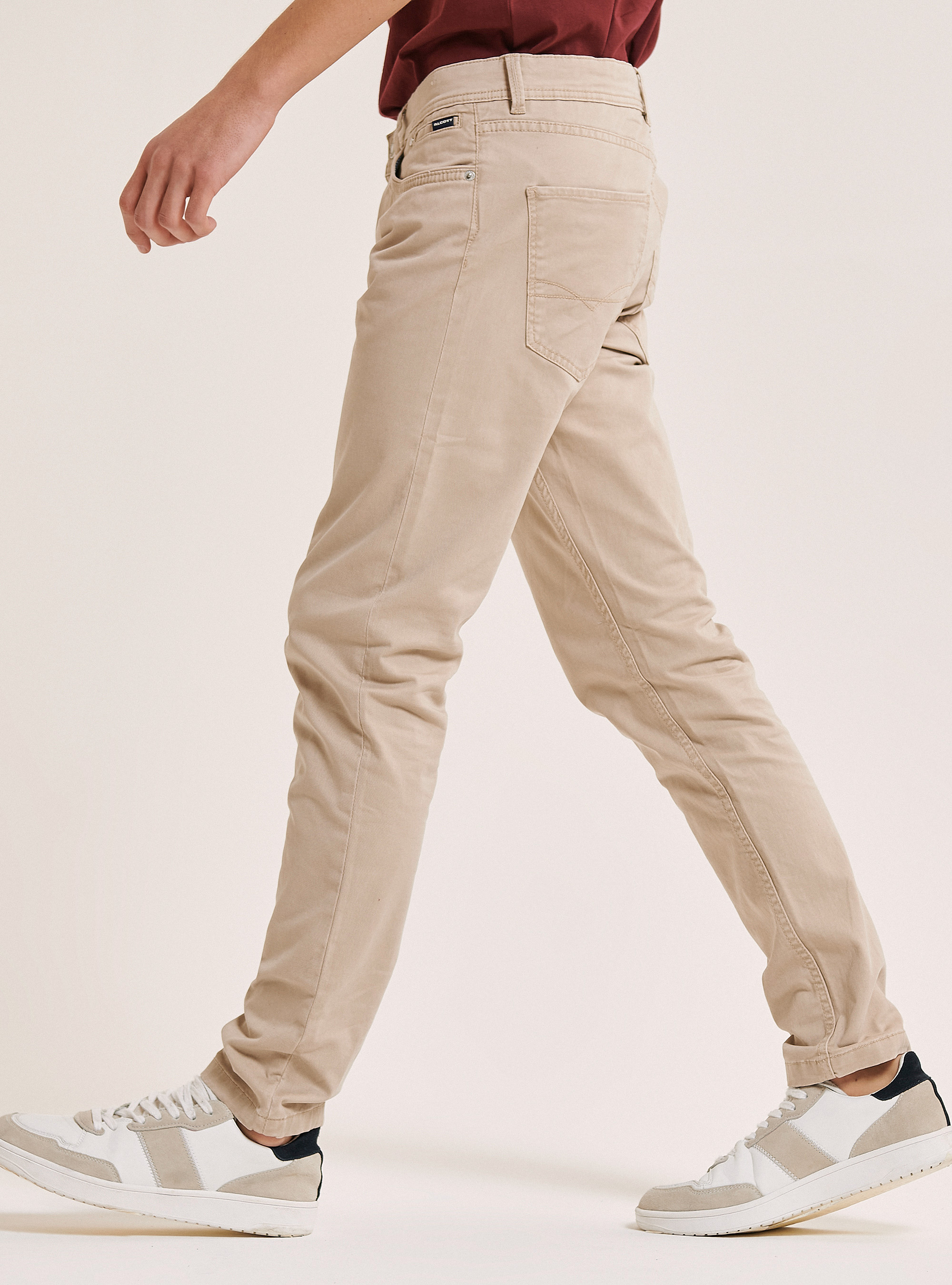 Pantalon skinny fit en coton recycl&eacute;, C581 BEIGE