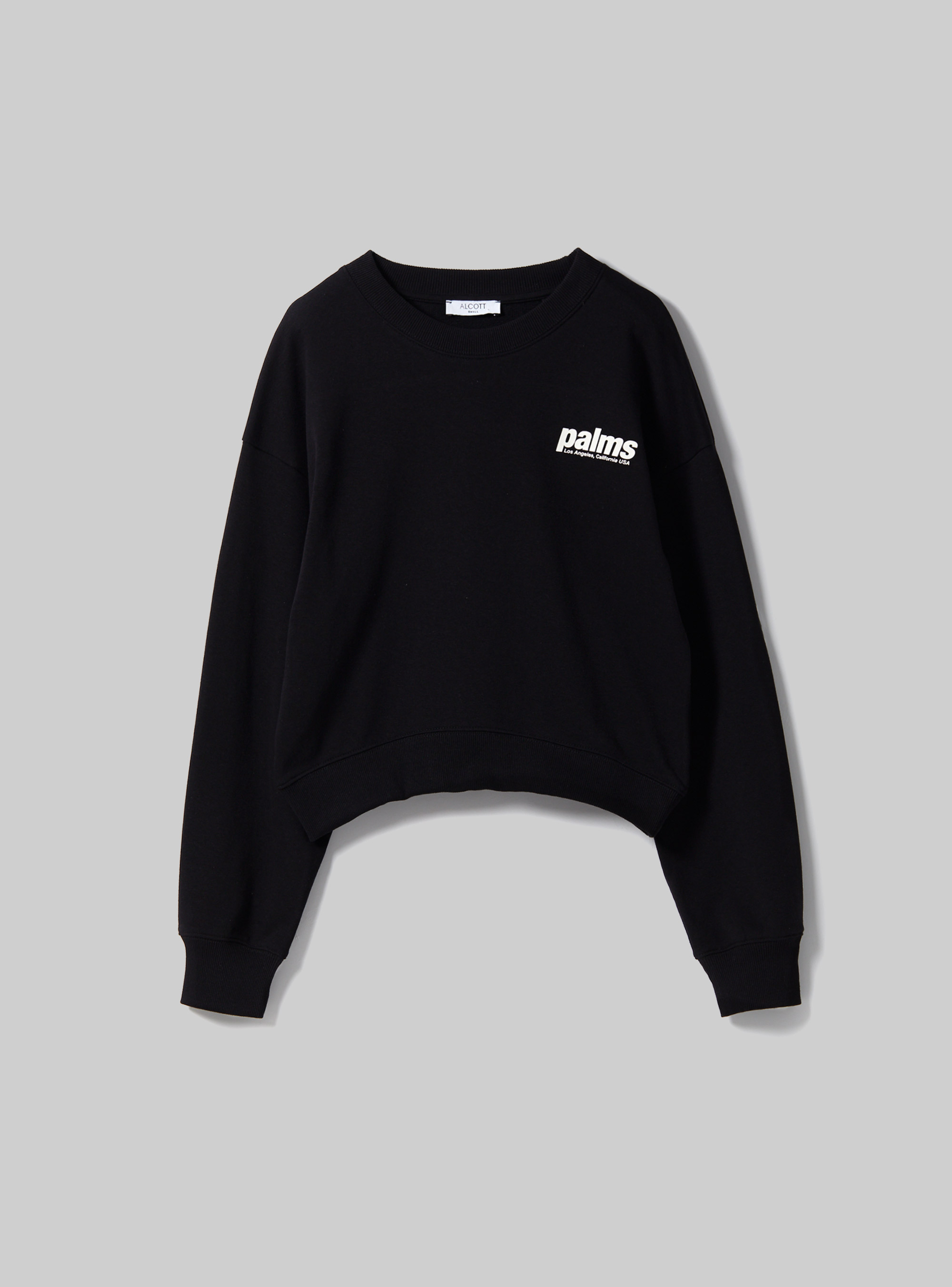 Cropped sweatshirt with lettering print, BK1 BLACK