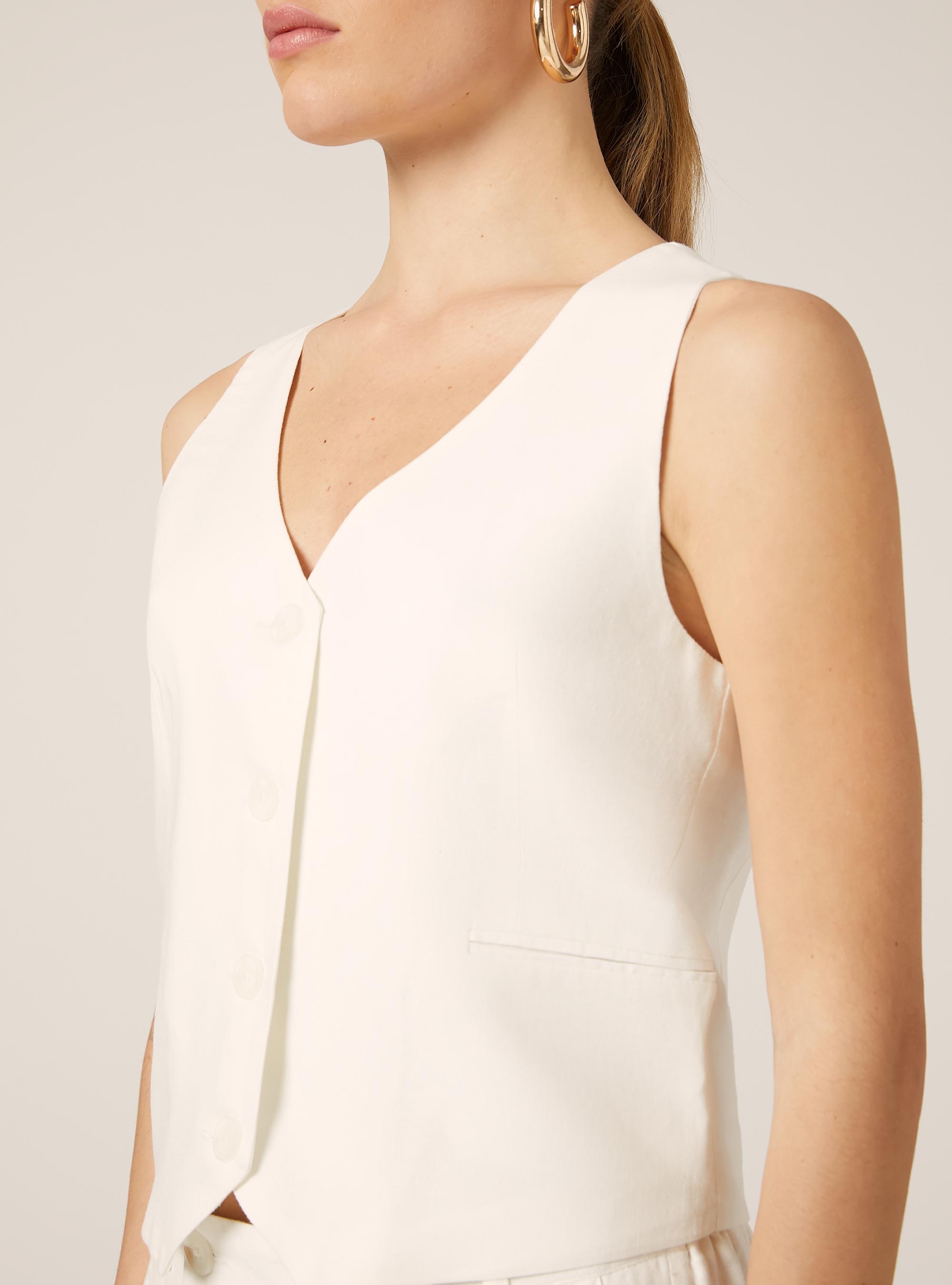 Linen-blend waistcoat, WH2 WHITE