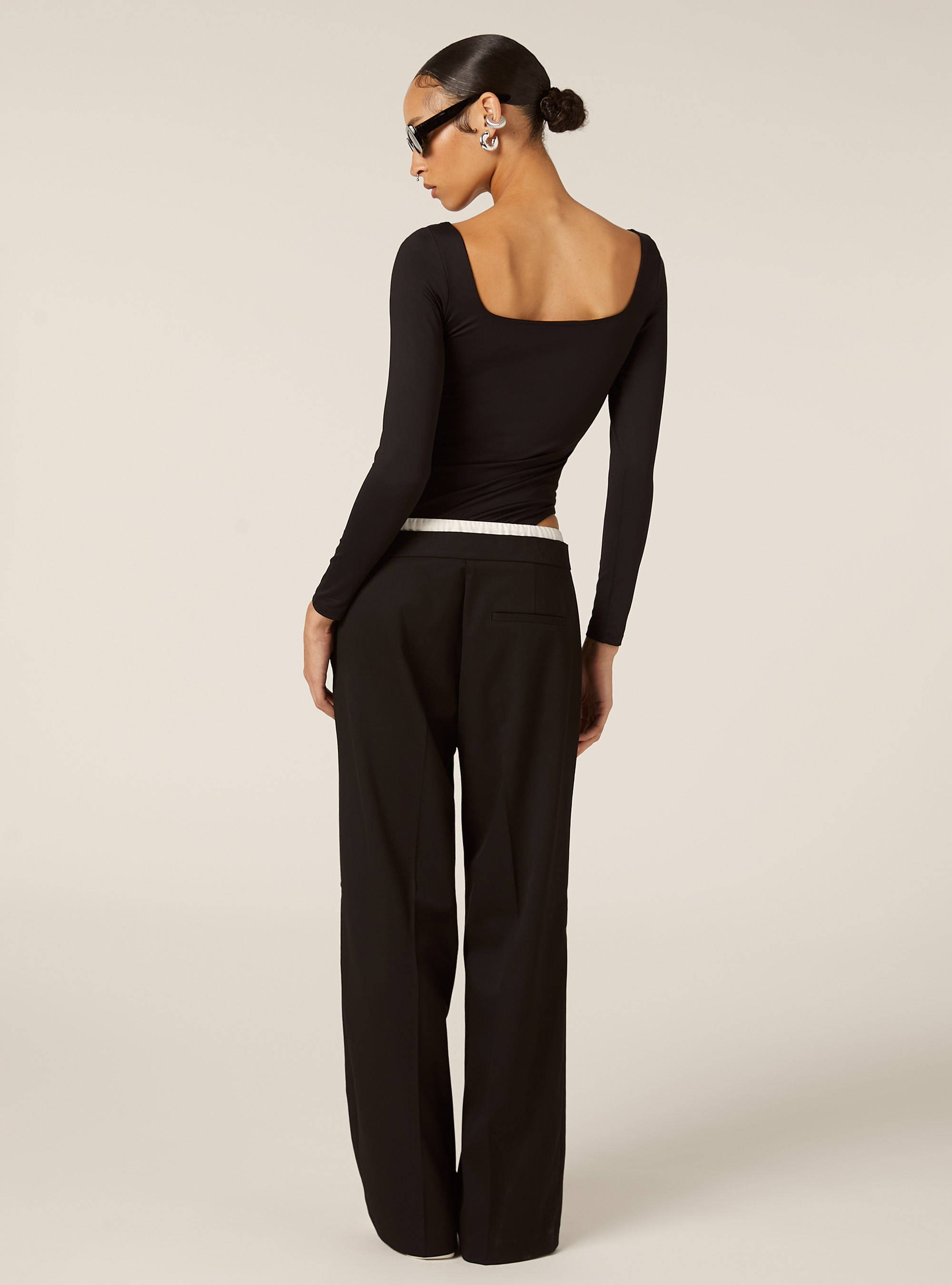 Body con scollo quadrato, BK1 BLACK