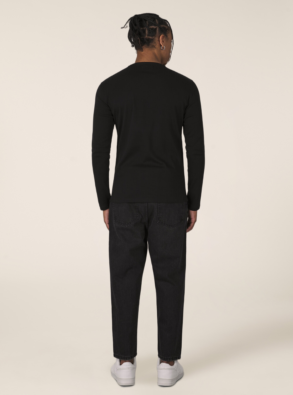 Maglietta a maniche lunghe in cotone, BK1 BLACK