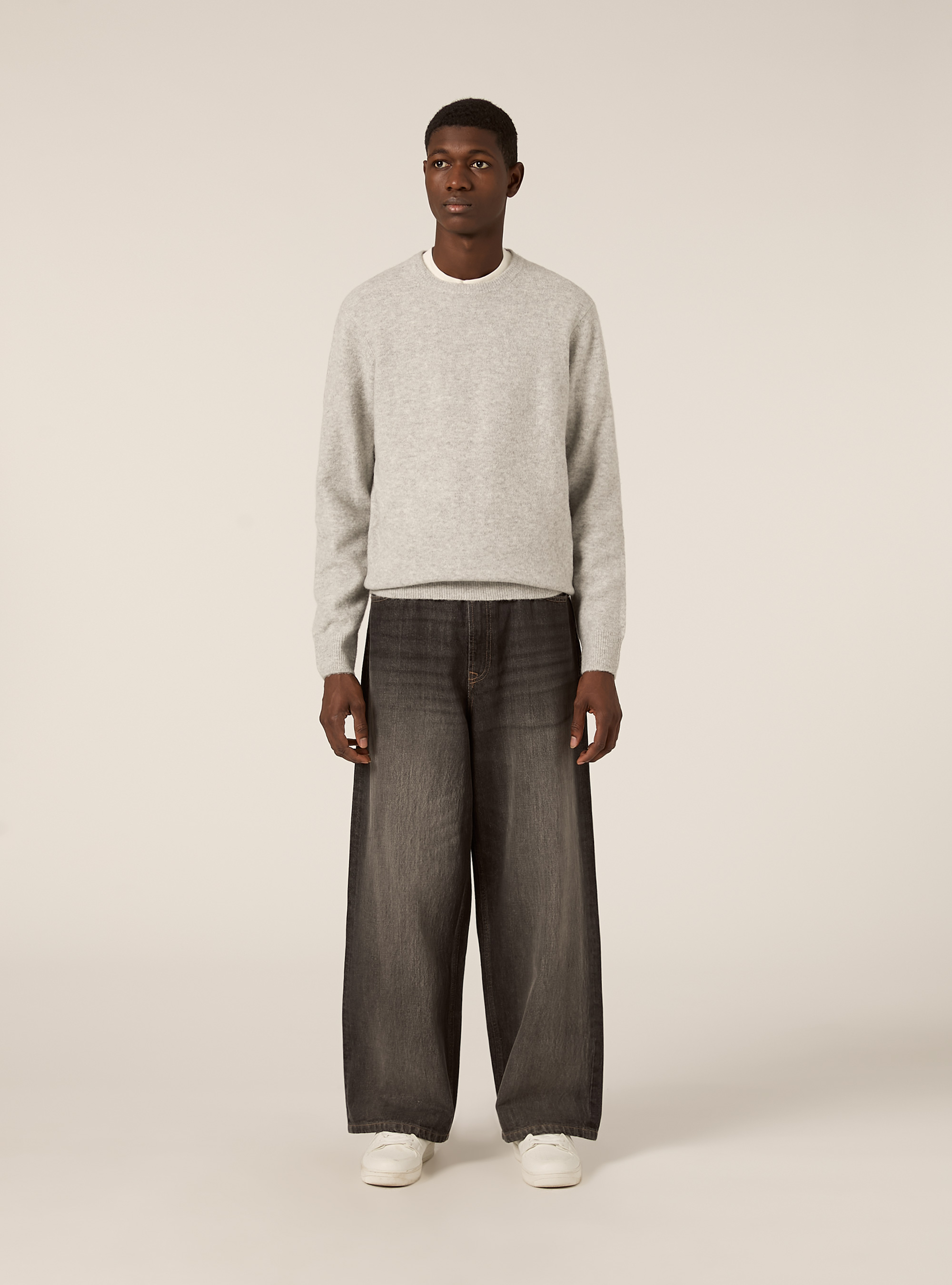 Soft crew neck pullover, MGY3 GREY MEL LIGHT