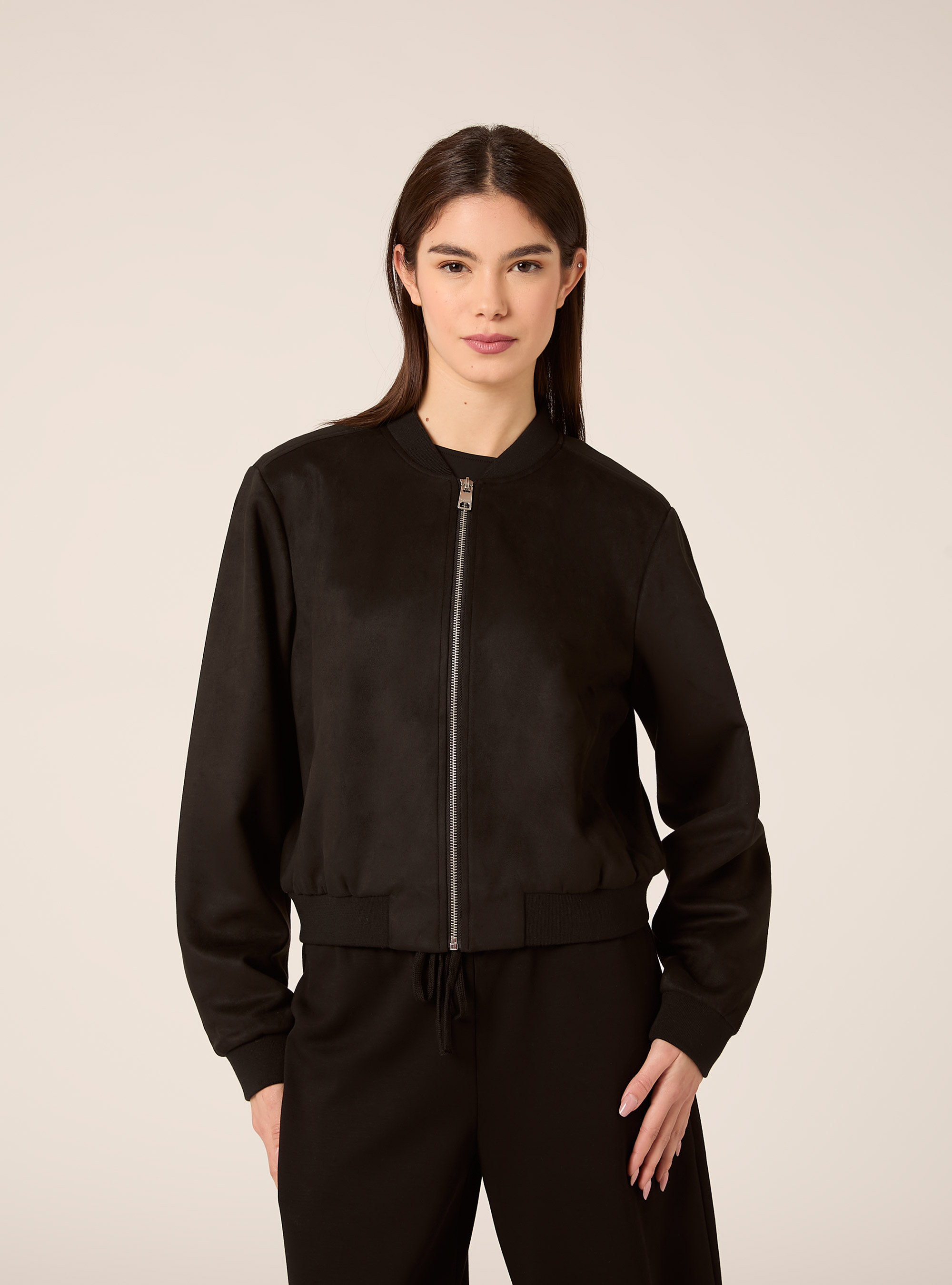 Bomber effetto camoscio, BK1 BLACK