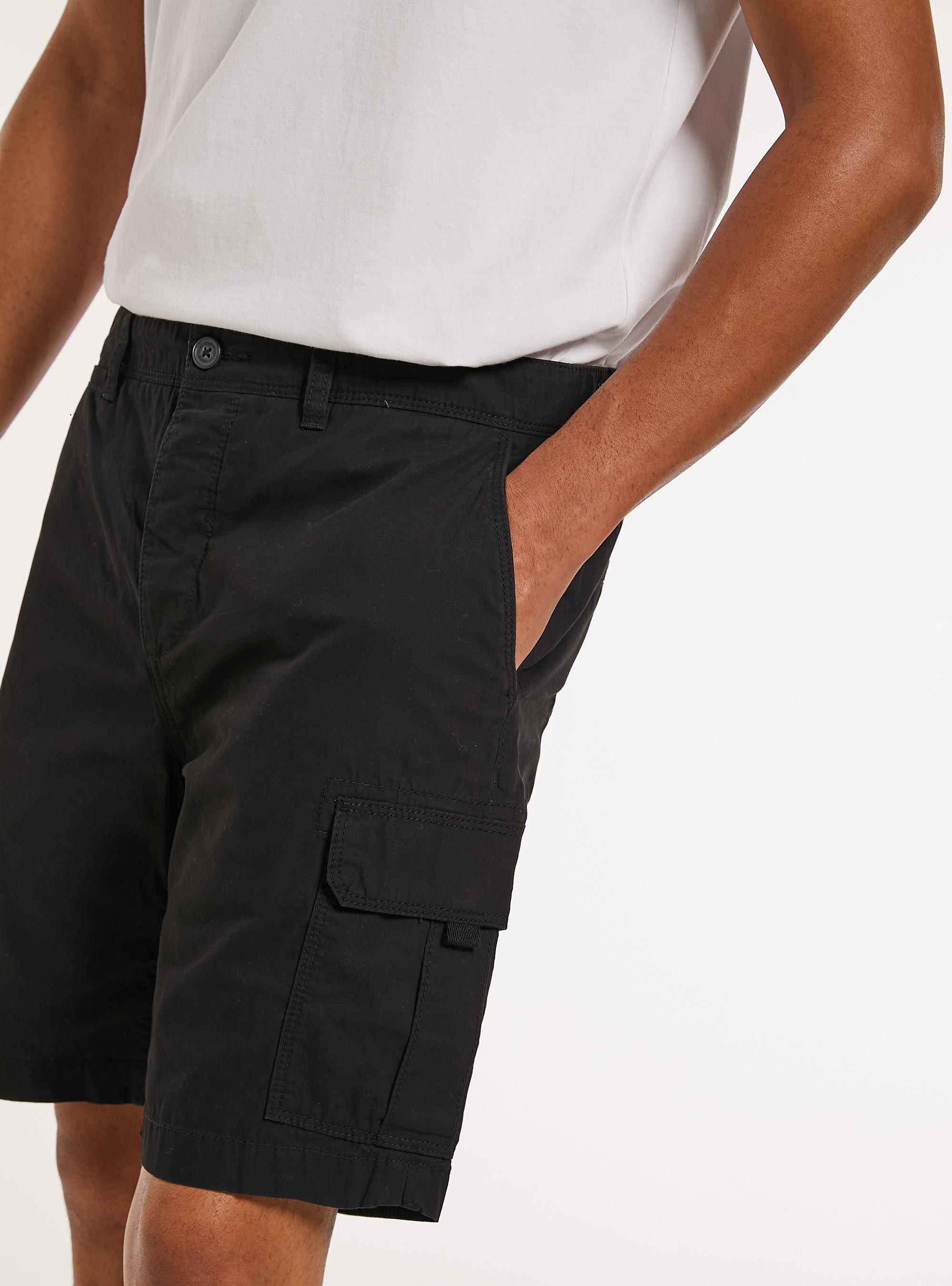 Bermuda cargo en coton, BK1 BLACK